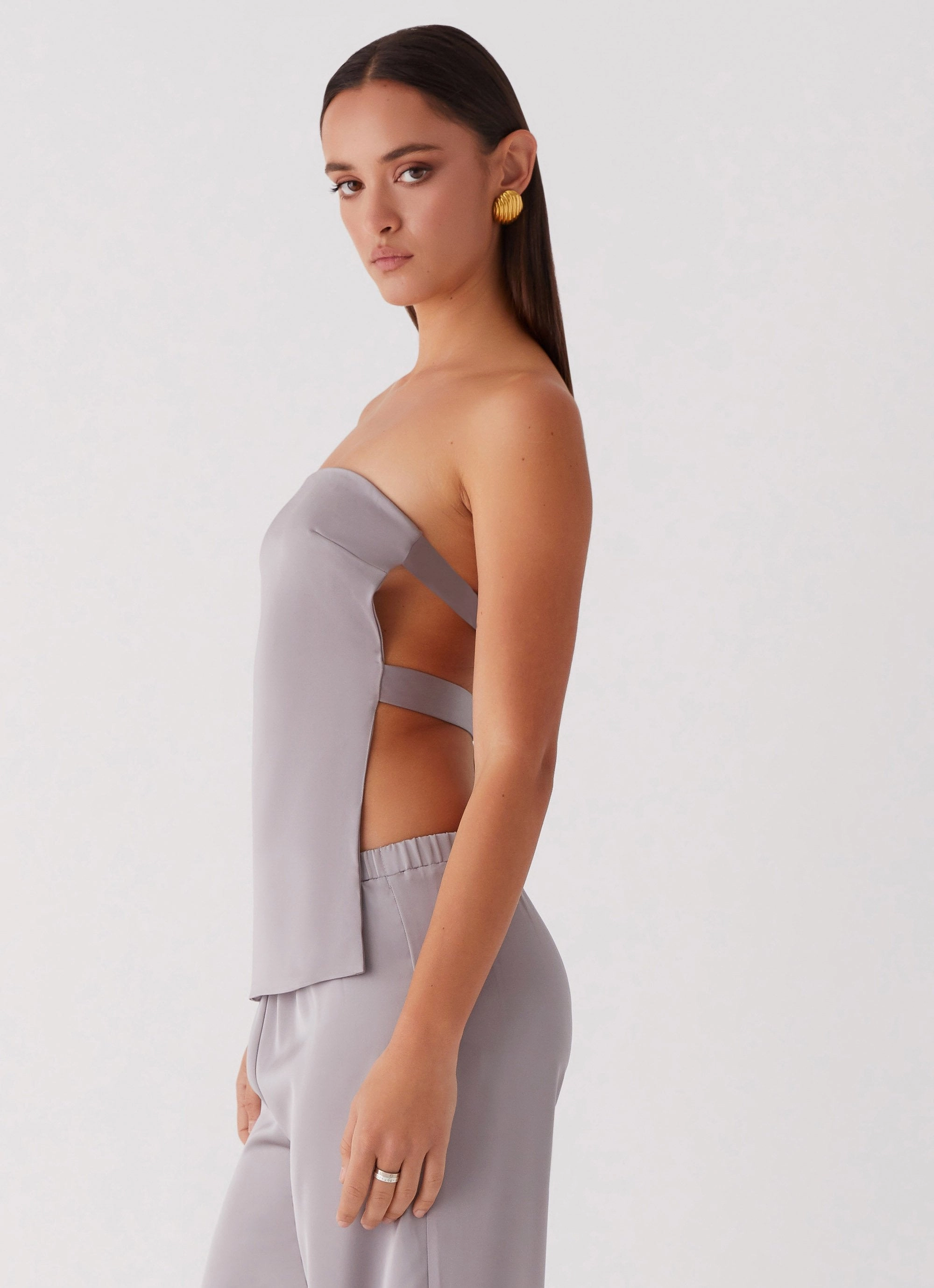 Enchanted Loving Strapless Top - Grey Classic Ribbed Cuffs