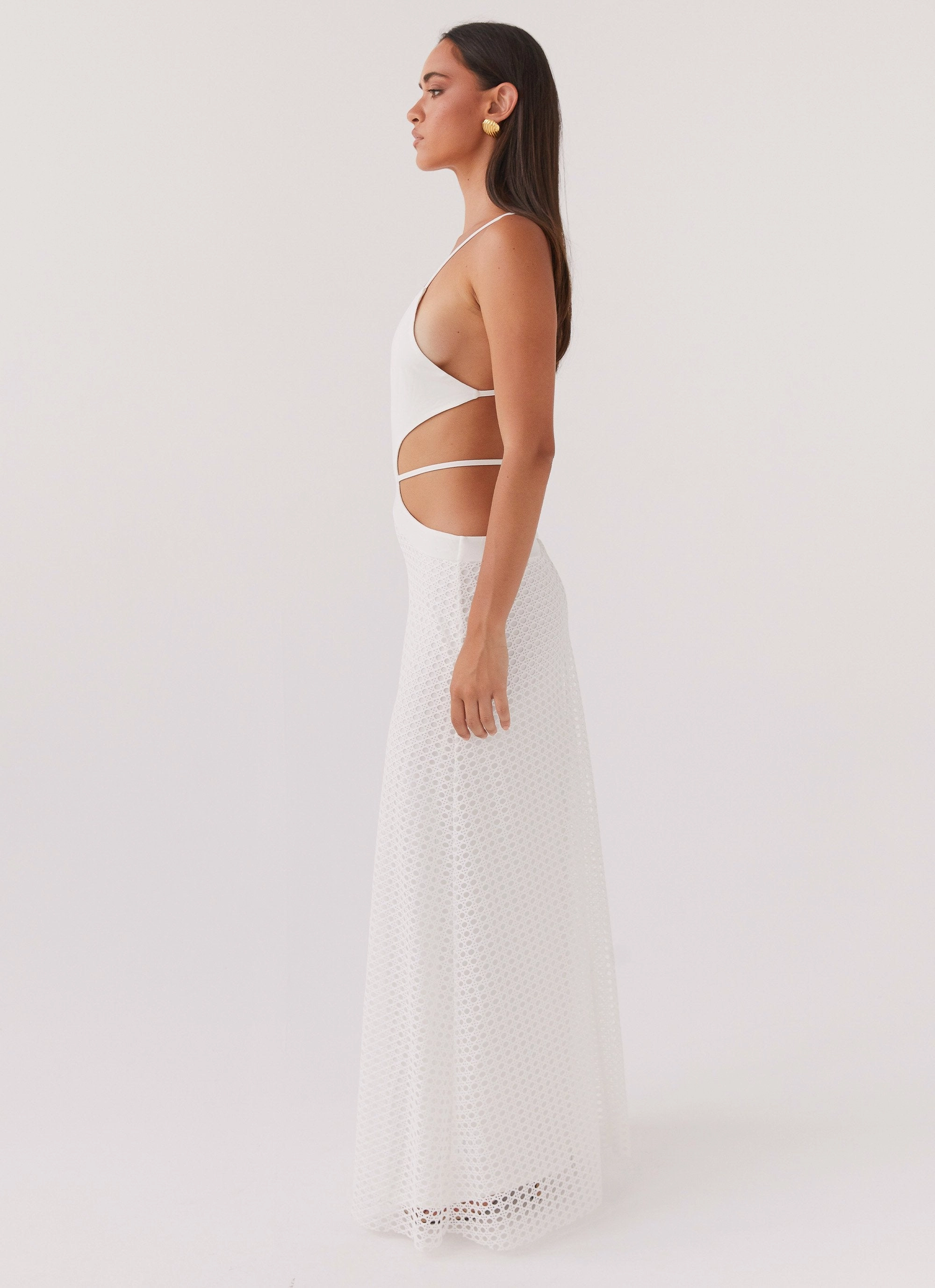 Enchanted Melodies Maxi Dress - White Active Moments Slit-Hem