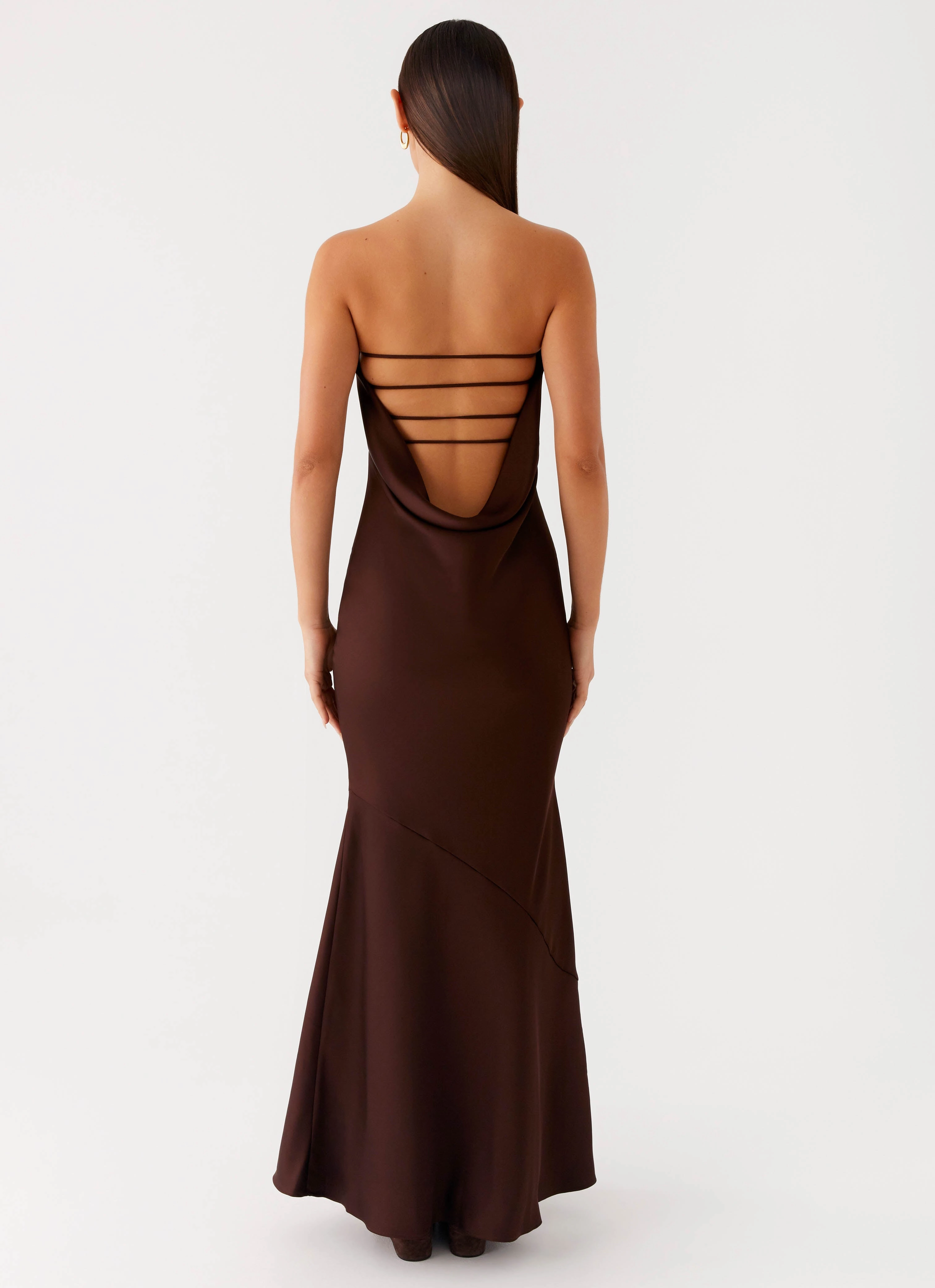 Endless Nights Maxi Dress - Chocolate cut out Comfort Waist Fit