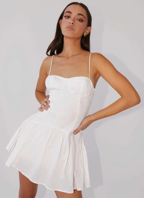 Endless Summer Mini Dress - White Cozy Vibe Endless Summer Mini Dress - White Flare Hem Timeless Comfort