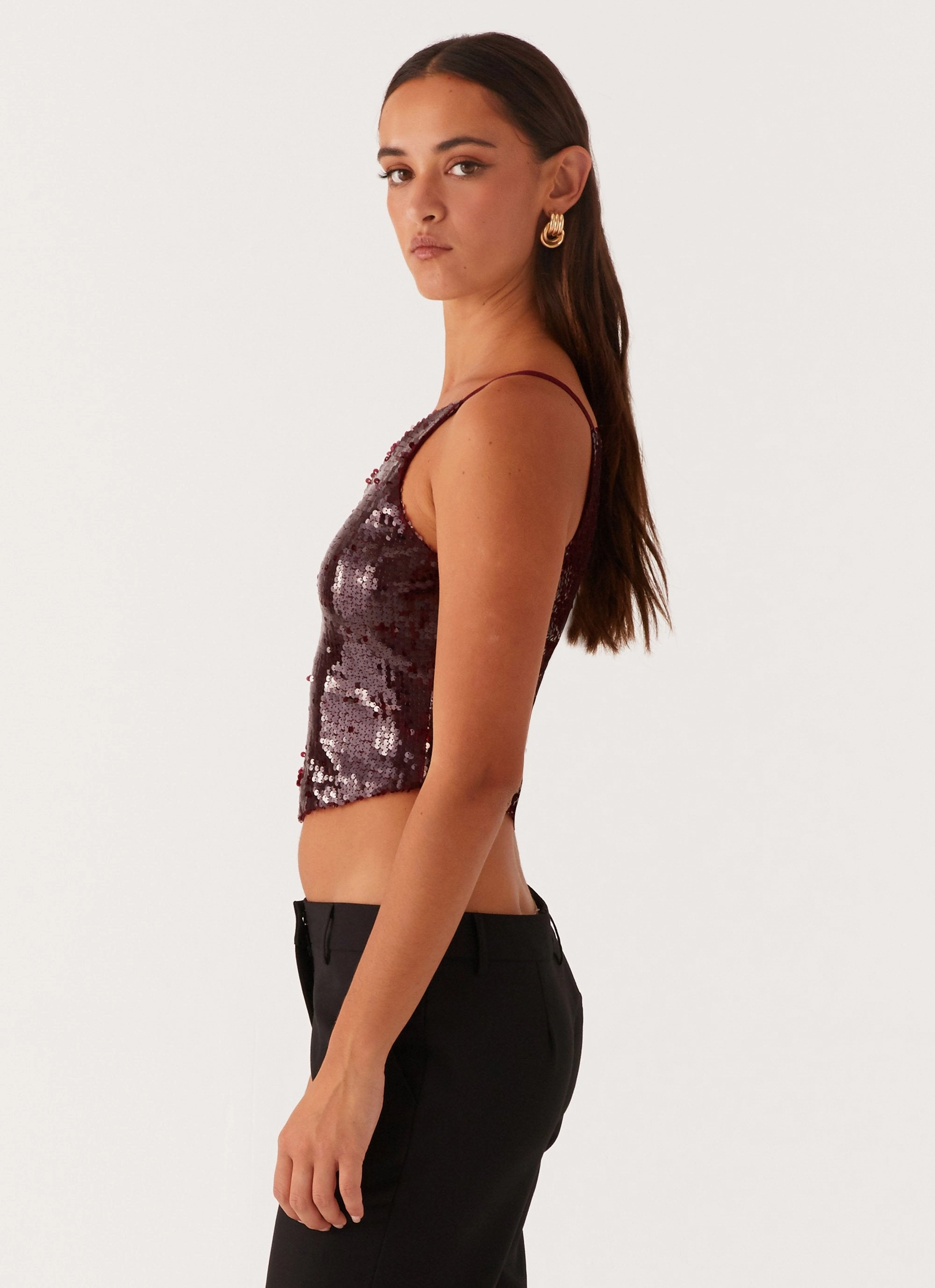 VentilatedBackPanel Cosmopolitan One Shoulder Top - Maroon