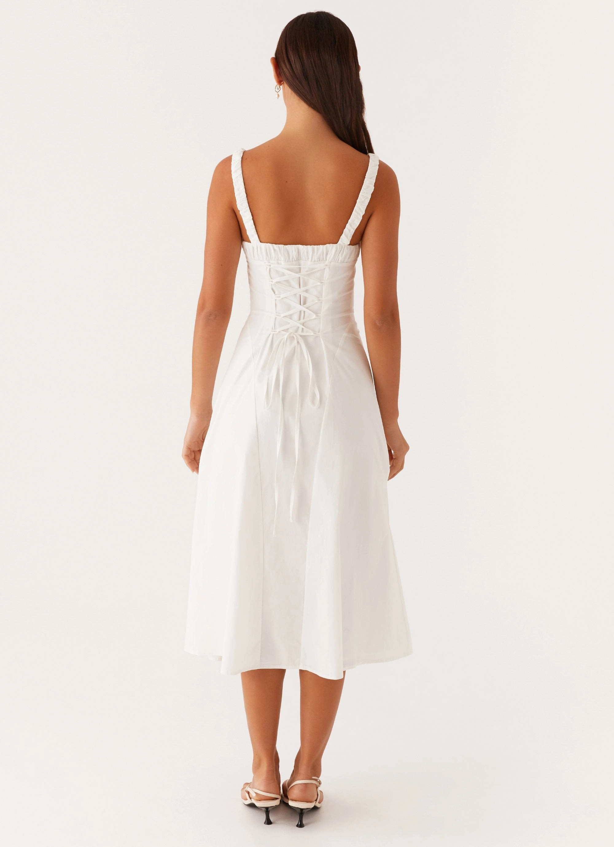 Enola Midi Dress - White Easy Wrap