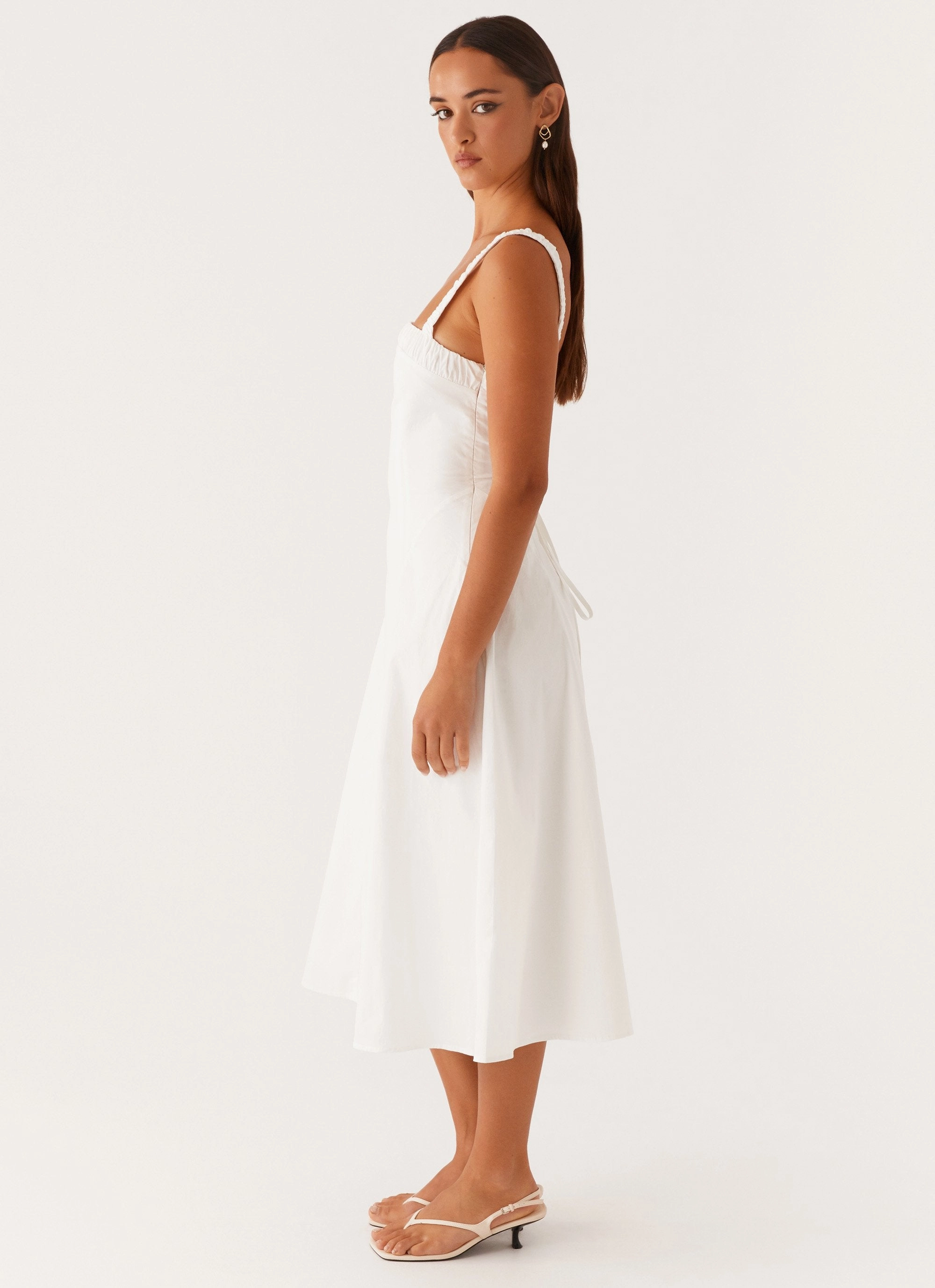 Enola Midi Dress - White Lightweight Comfort Curvy Glam