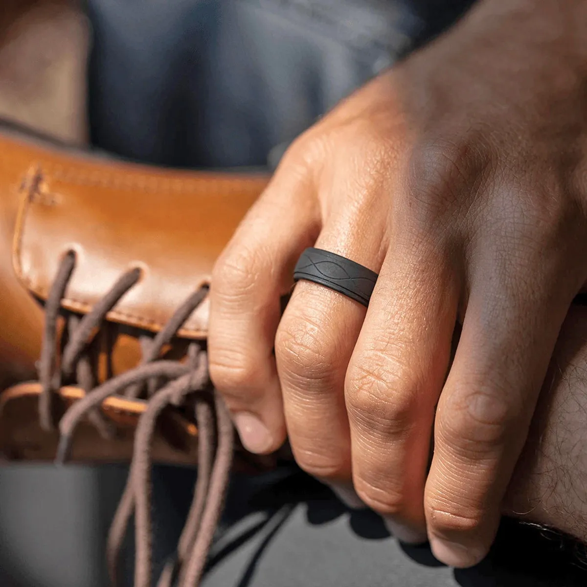 Enso Rings Men's Infinity Series Silicone Ring -  Obsidian