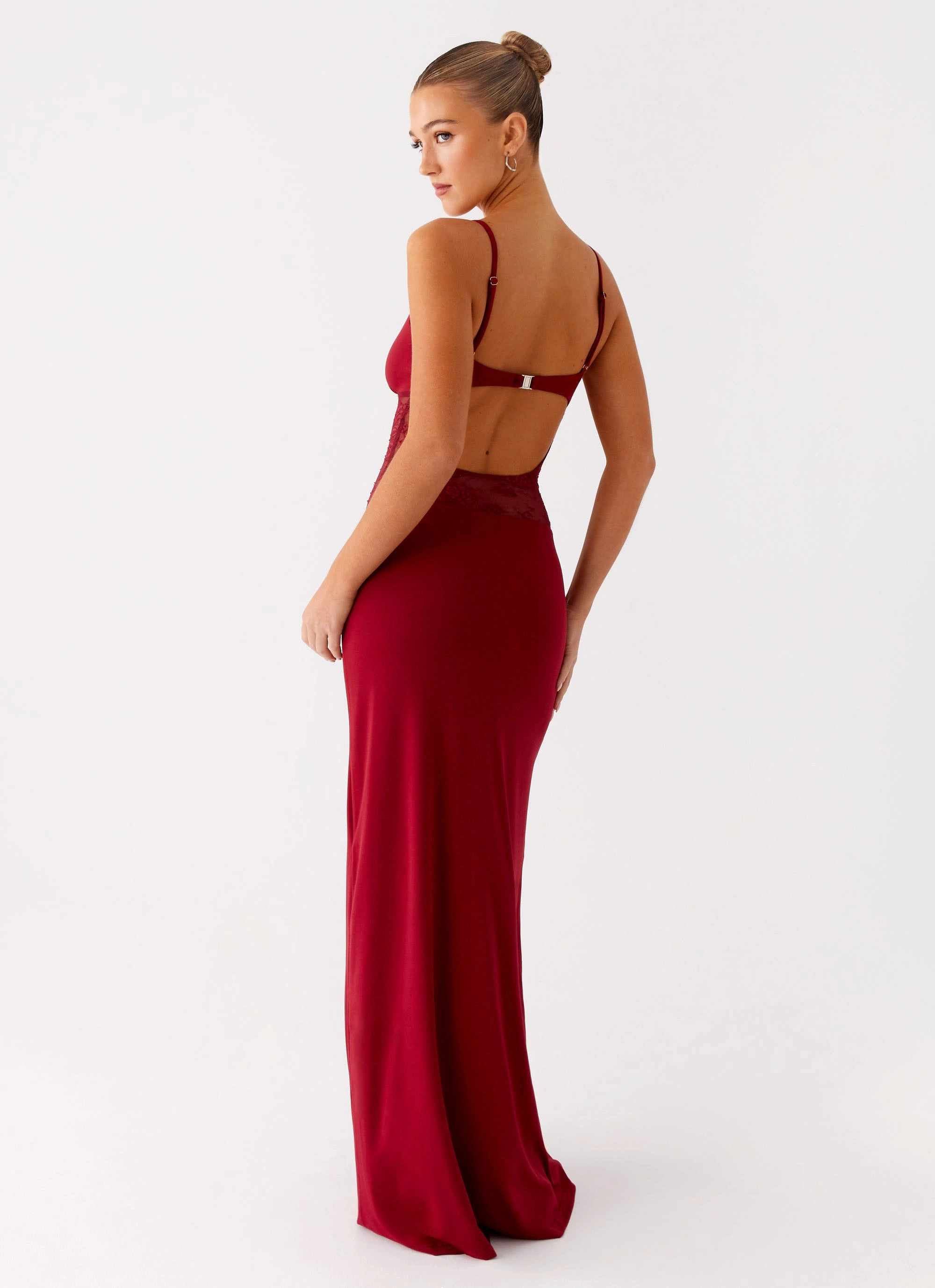 Maternity-Fit Light Fabric Envy Maxi Dress - Maroon