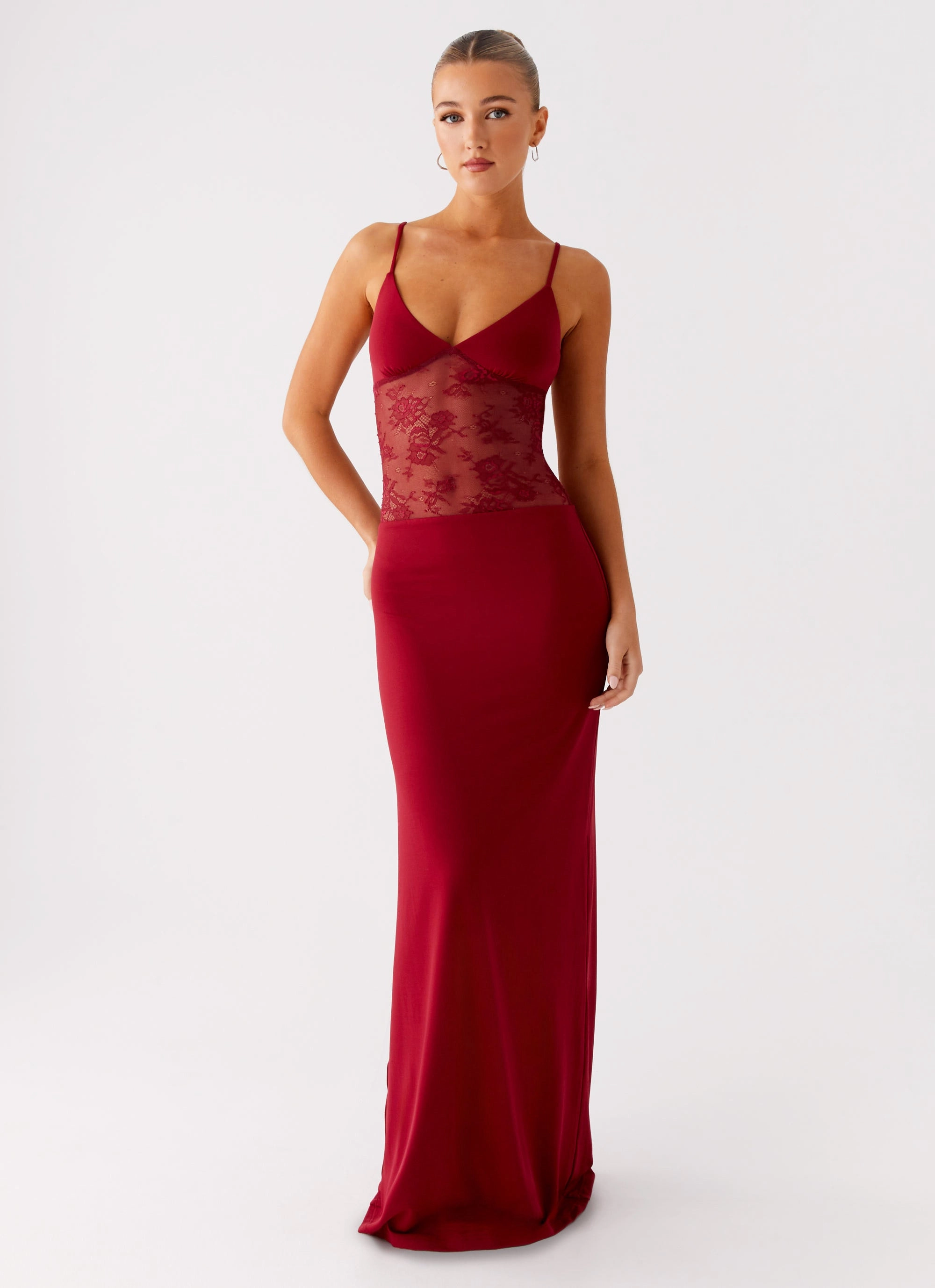 Envy Maxi Dress - Maroon Feminine Structure