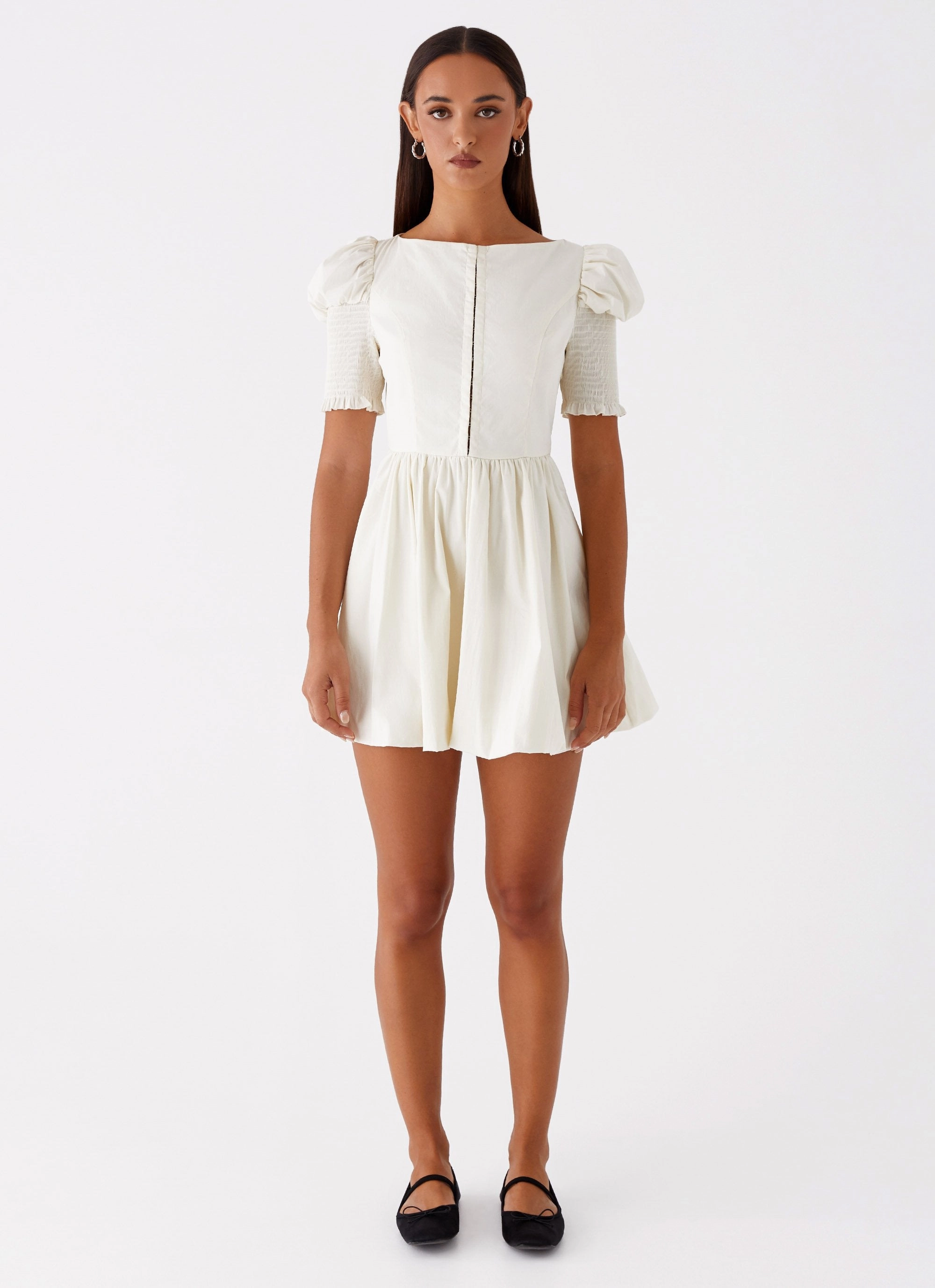 Birthday-Celebration Sheer Light Enya Mini Dress - Ivory