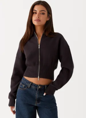 MoistureWickingTechnology Light Fabric Episode High Neck Cardigan - Charcoal