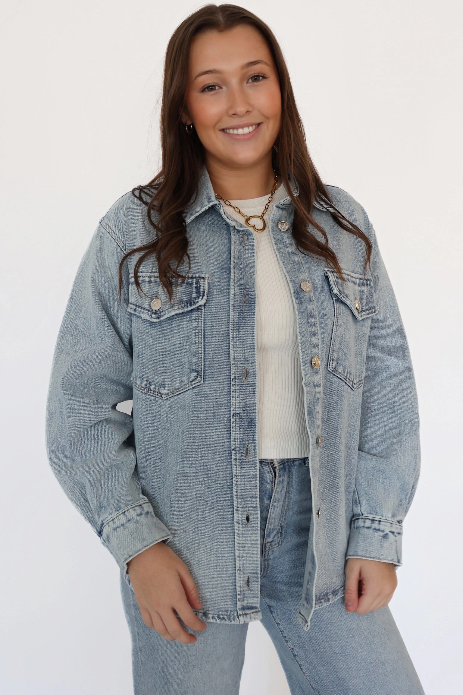 Moisture Control Technology Ryle Denim Shacket