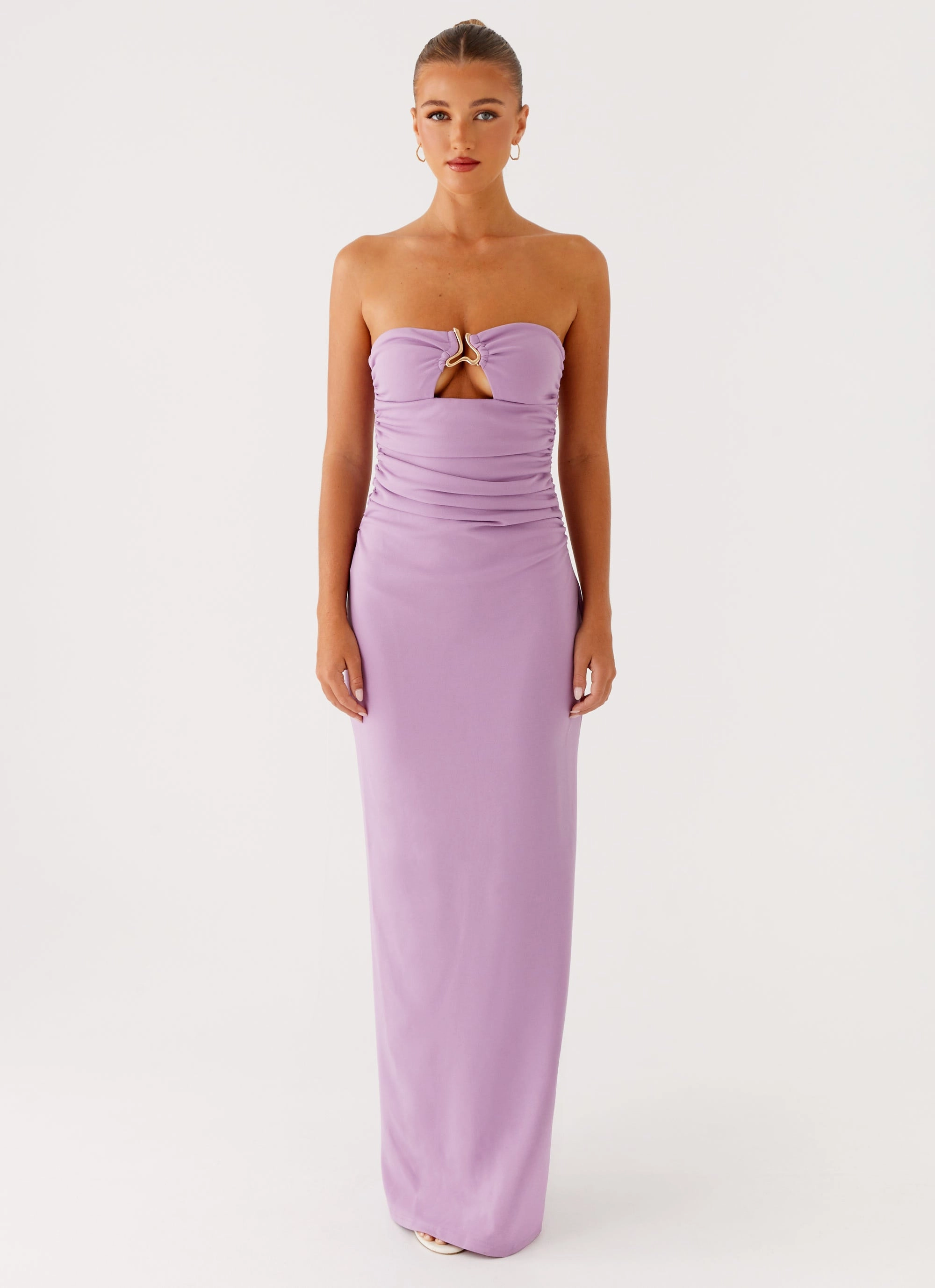 Satin-Sleeve Daily Movement Eryn Maxi Dress - Lilac