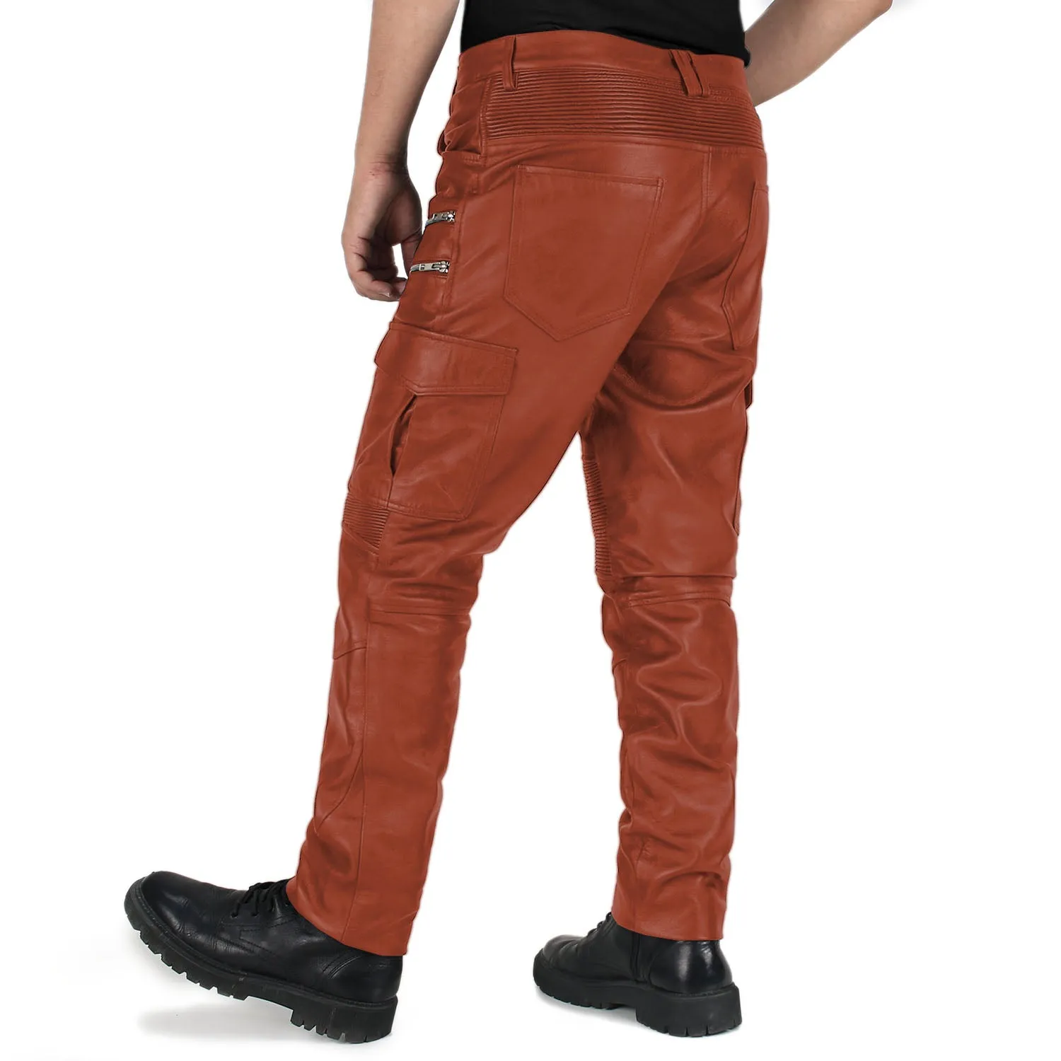 Eryon Men's Tan Faux Leather Pants
