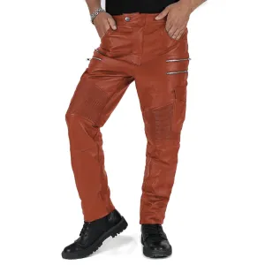 Eryon Men's Tan Faux Leather Pants