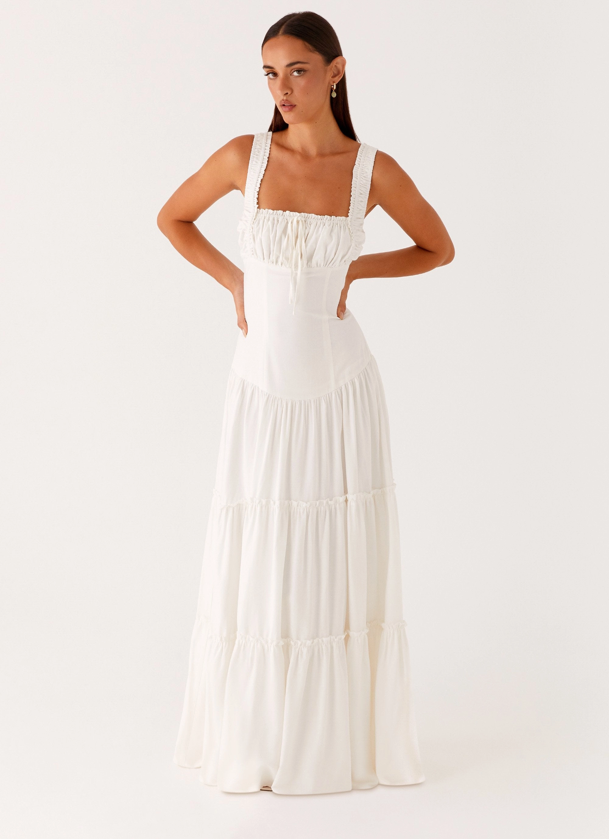 Peach Tone Minimal Comfort Esme Maxi Dress - White