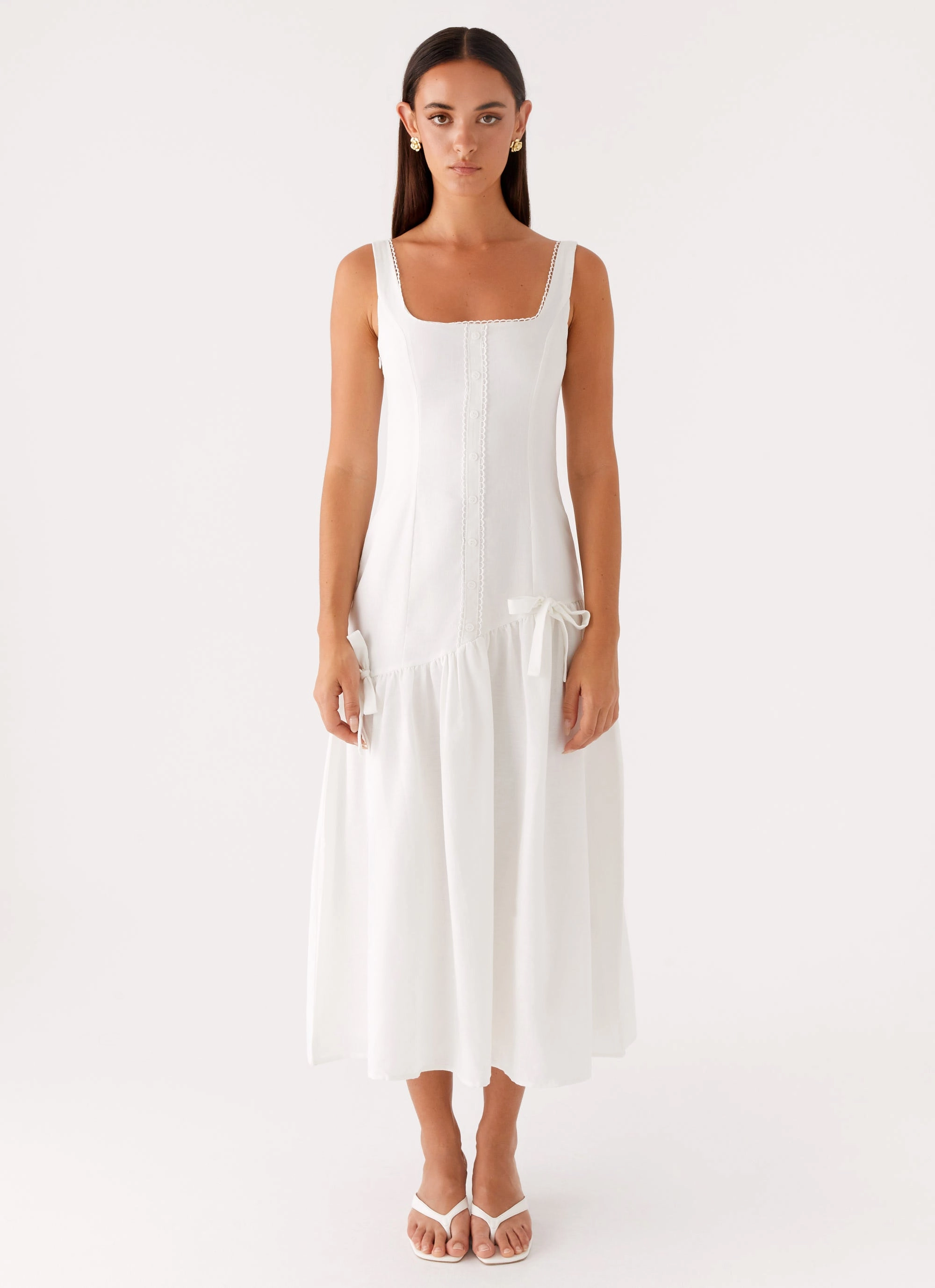 Clean Drape Joy Glow Esmerelda Midi Dress - White