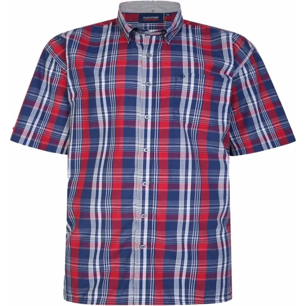 Espionage (SH385) Men's Plus Size Check Shirts in 3 Colour Options 2XL to 8XL