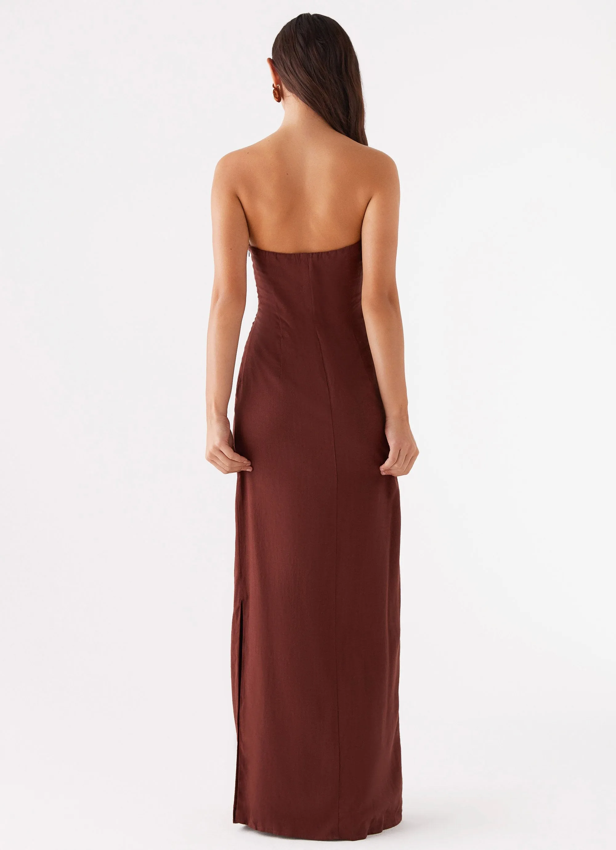 Odor Control Fabric Esra Strapless Maxi Dress - Chocolate