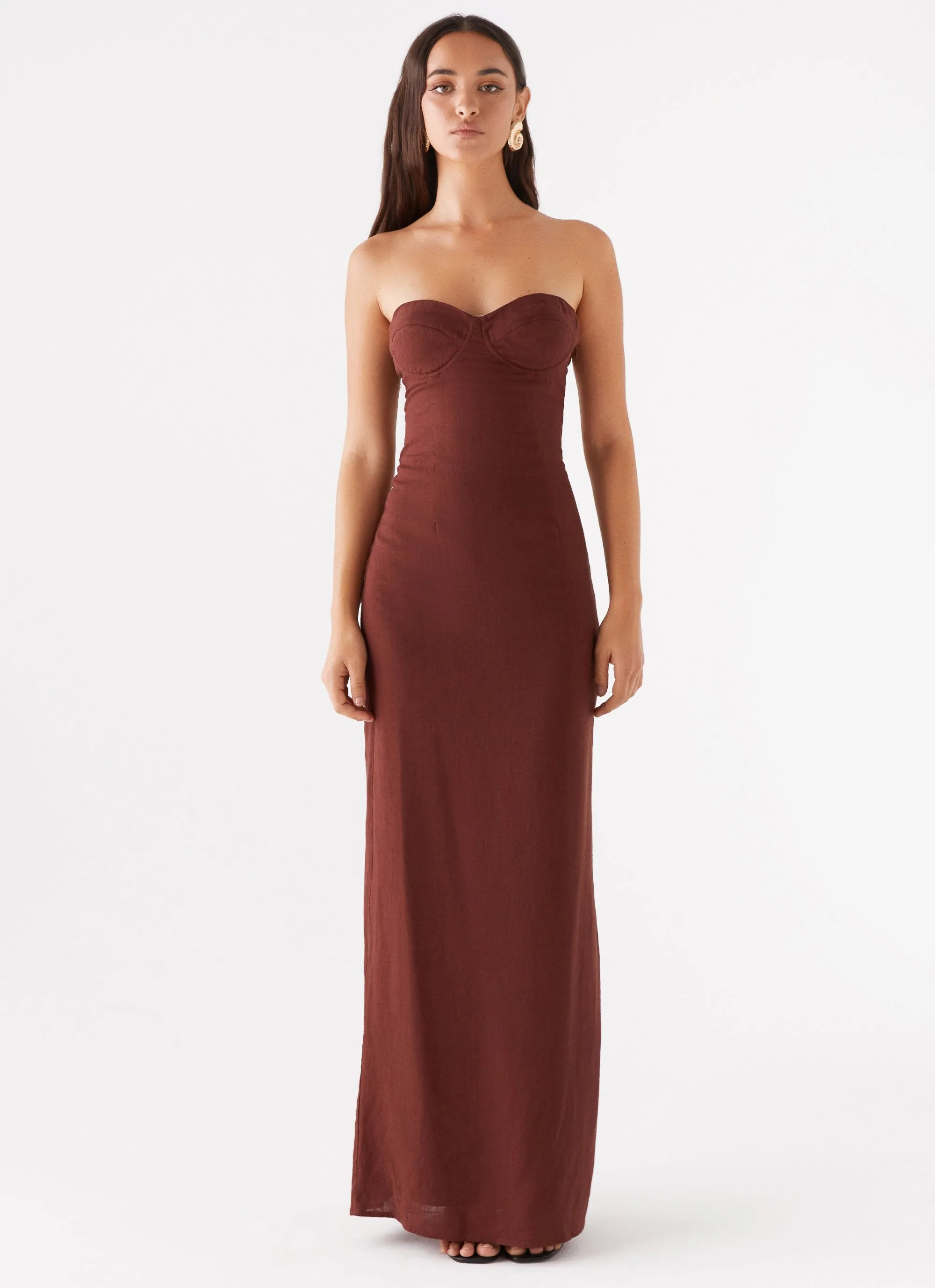 Esra Strapless Maxi Dress - Chocolate Tailored Cuffs