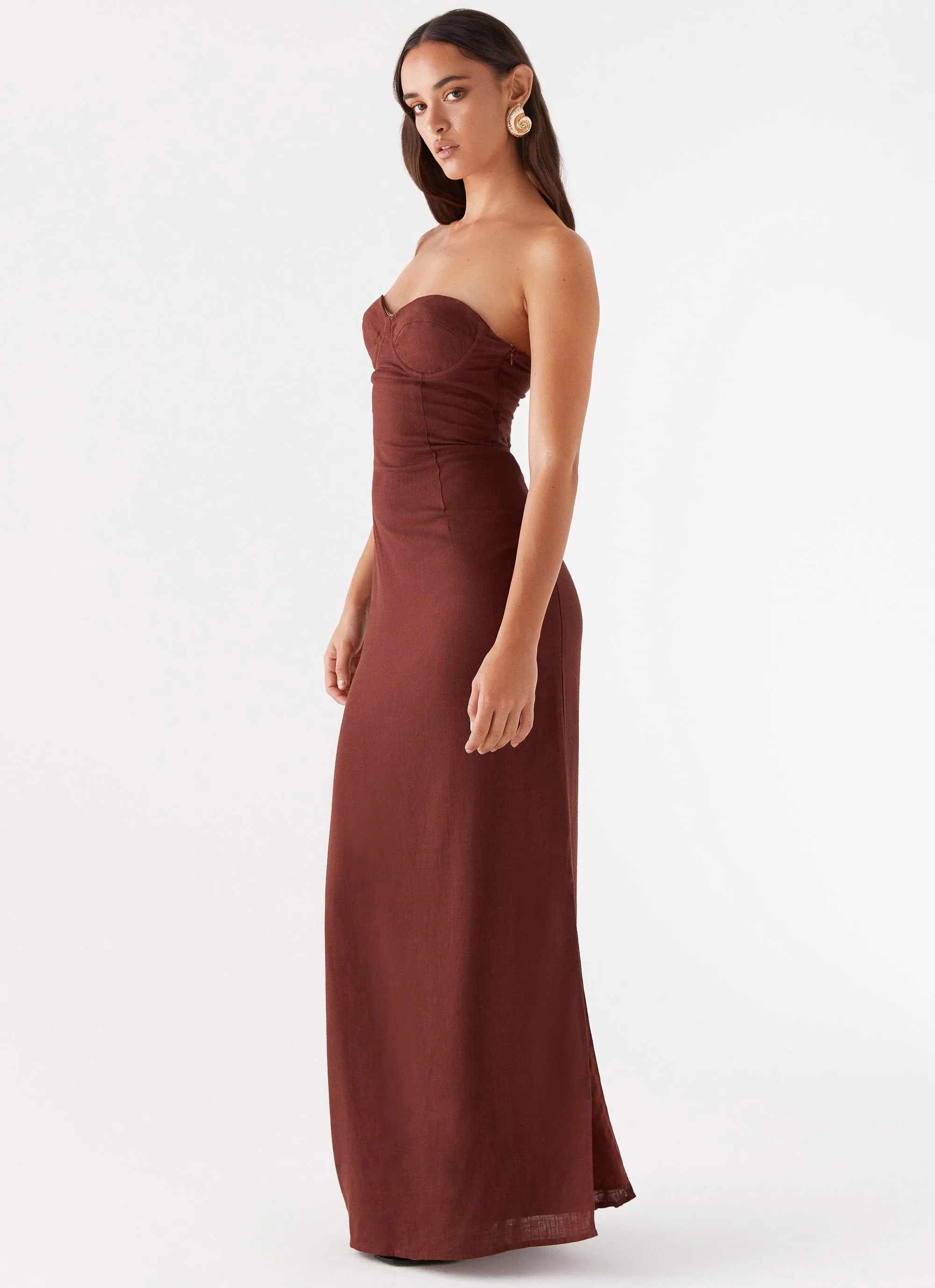 Refined Aesthetic Esra Strapless Maxi Dress - Chocolate