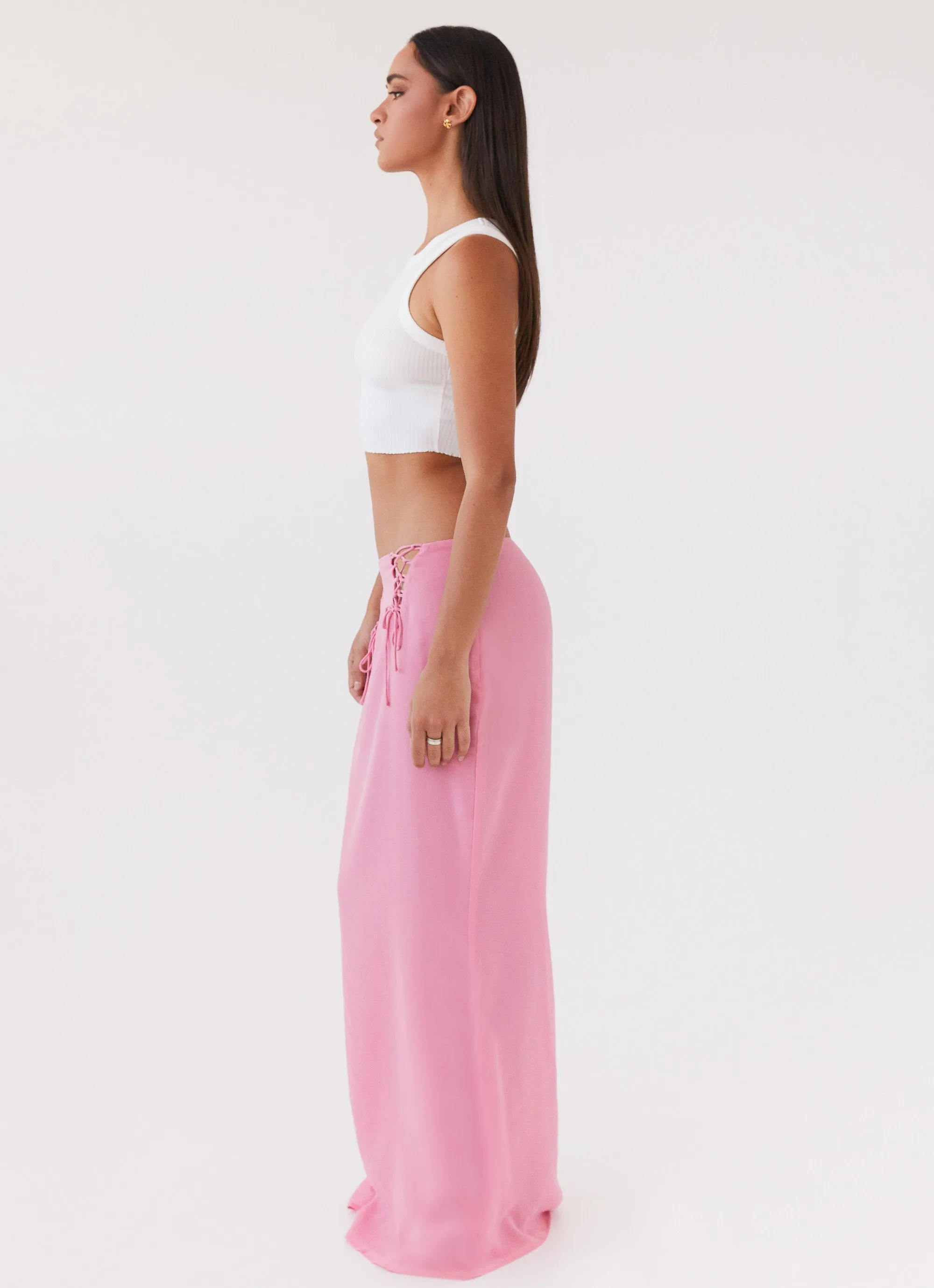 Chella Tie Up Skirt - Pink Breezy Fit Elegant Texture