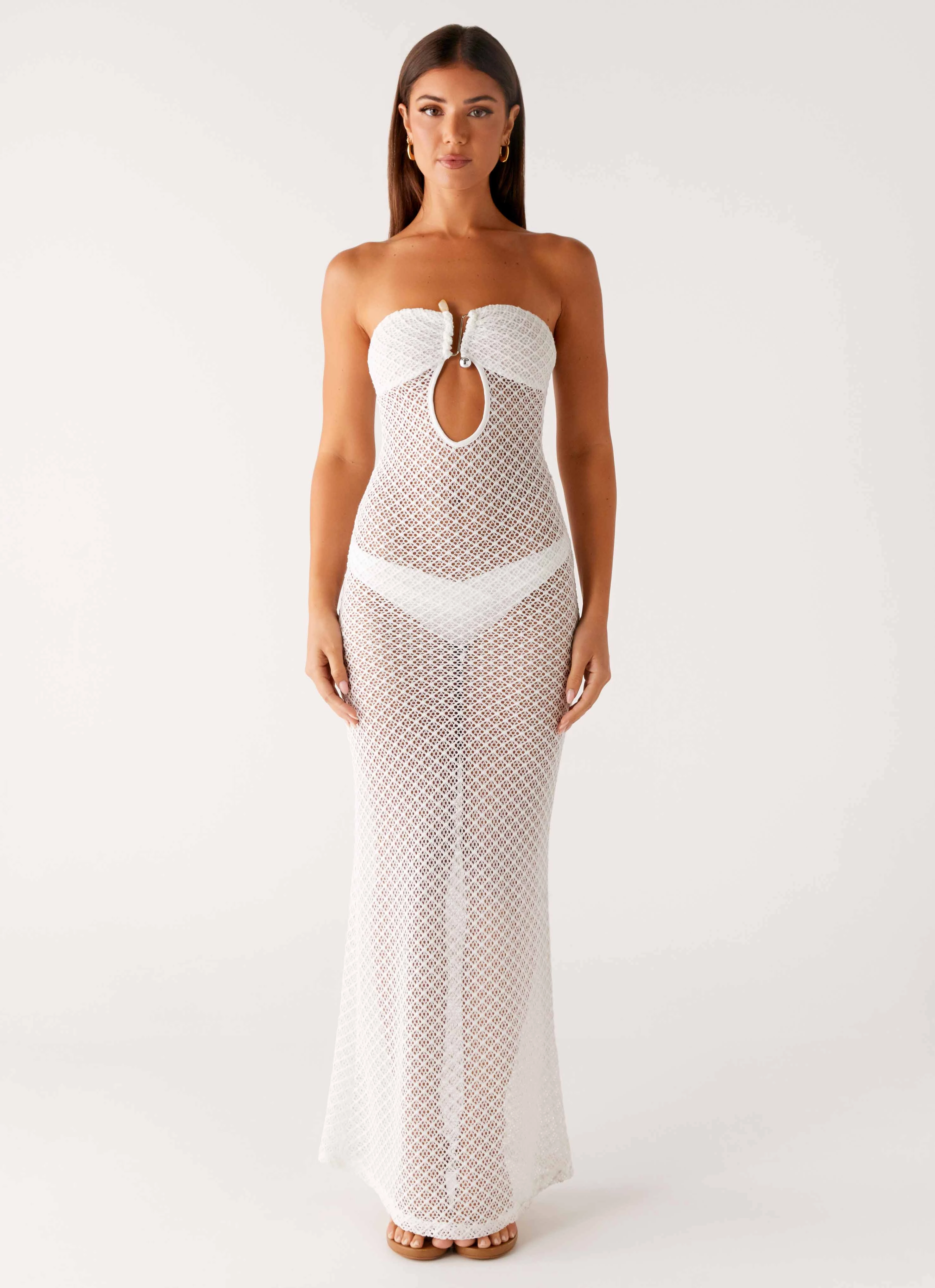 Airy Comfort Showcase Crochet Maxi Dress - Ivory