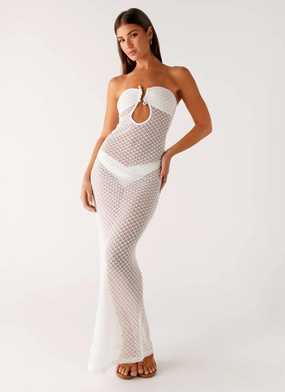 Showcase Crochet Maxi Dress - Ivory Hidden Pocket Power Soft
