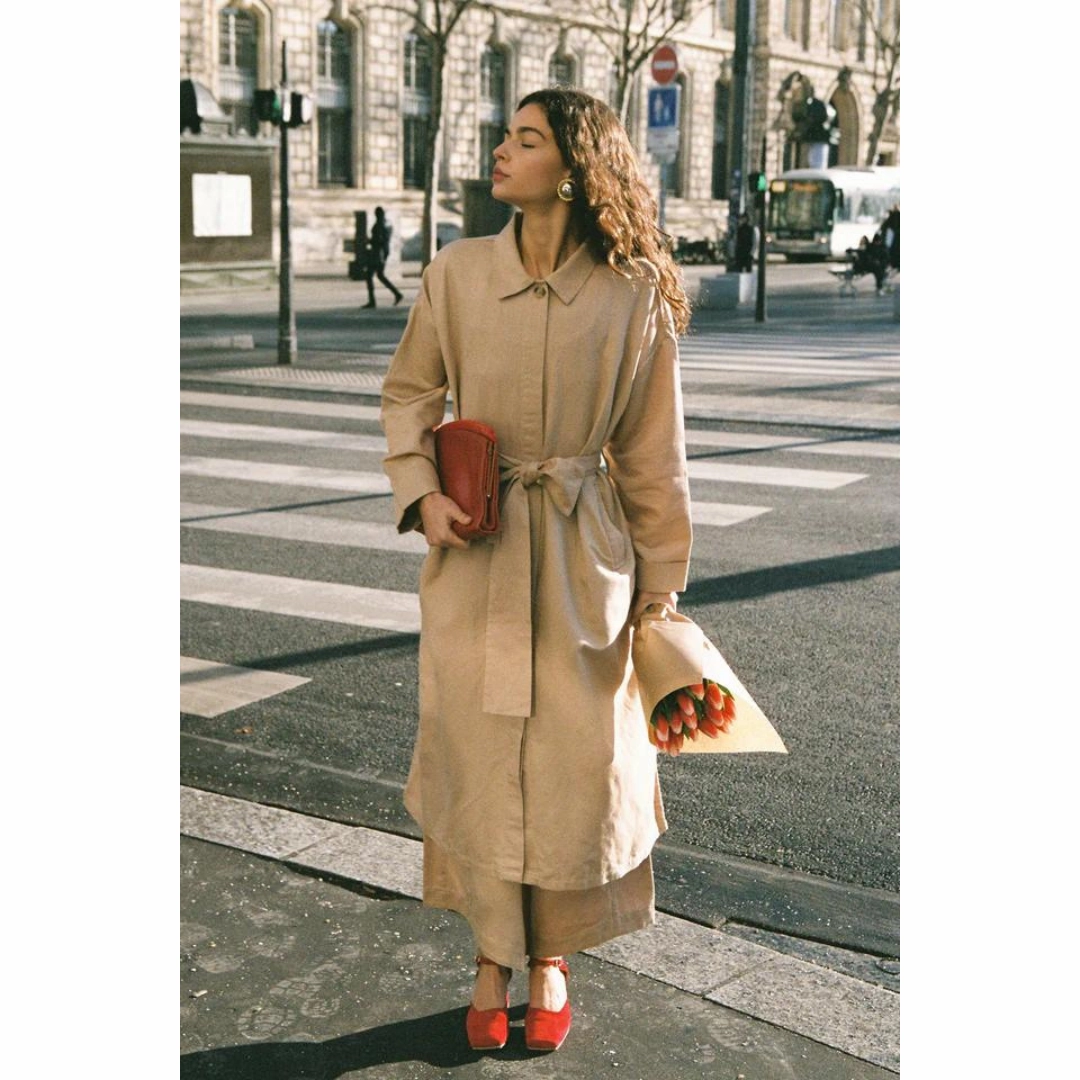 MoistureControlLiner Airy Feel POSSE Ruth Coat, Latte