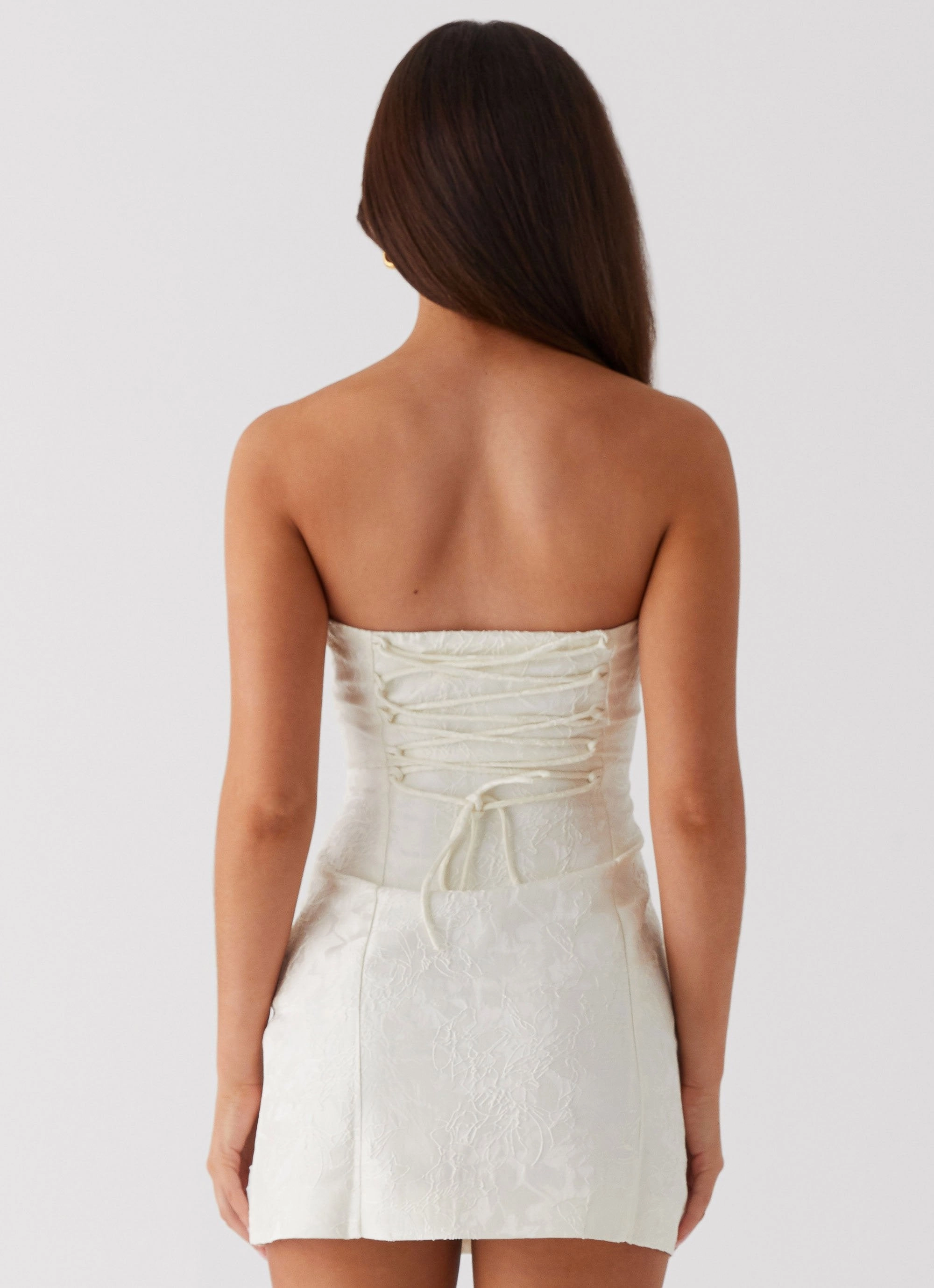 Halter-Neck Eternity Strapless Mini Dress - Ivory
