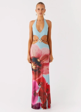 Ethical Manufacturing Time To Dance Maxi Dress - Turquoise Bloom Time To Dance Maxi Dress - Turquoise Bloom Neutral Look