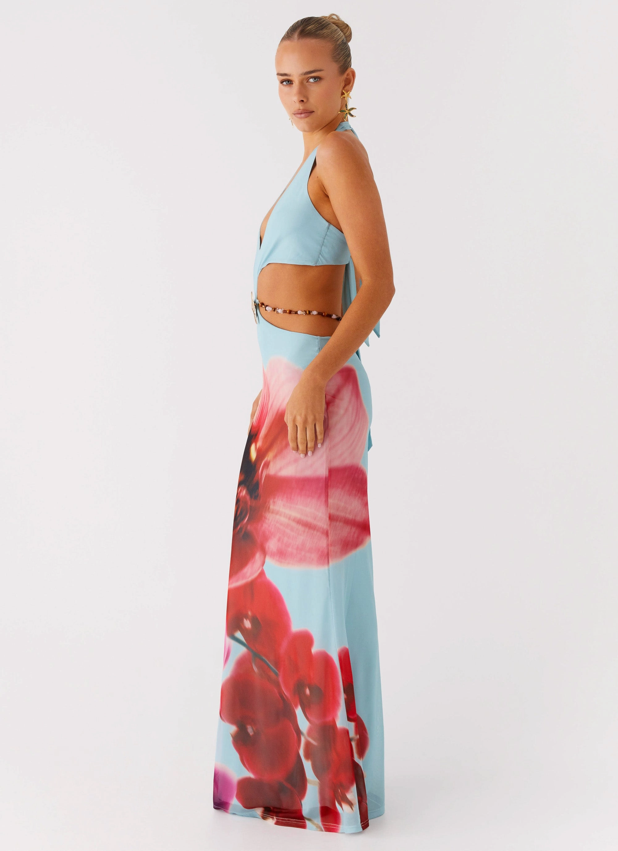 Time To Dance Maxi Dress - Turquoise Bloom Stylish Vibe Relax Layers