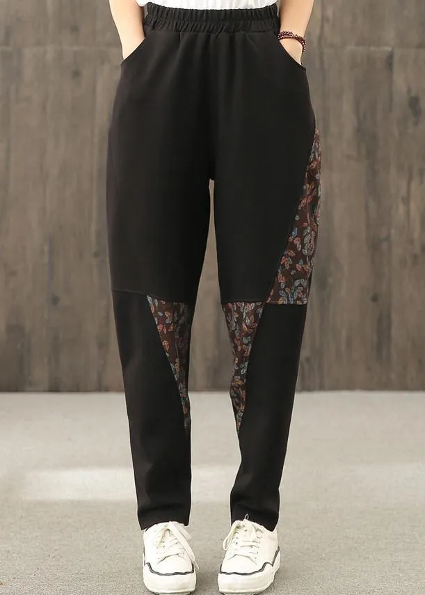Ethnic style bloomers women's plus size wide leg trousers loose high waist pants
