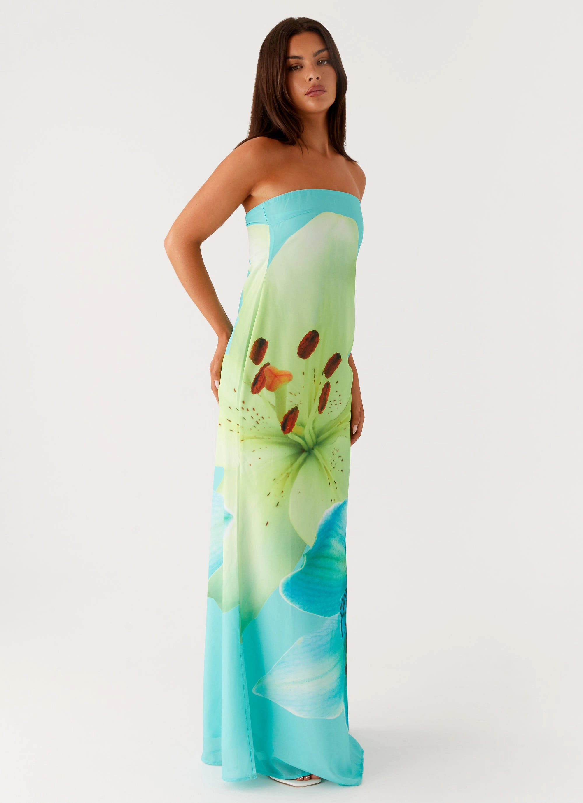 Darcy Maxi Dress - Turquoise Floral Soft and Smooth