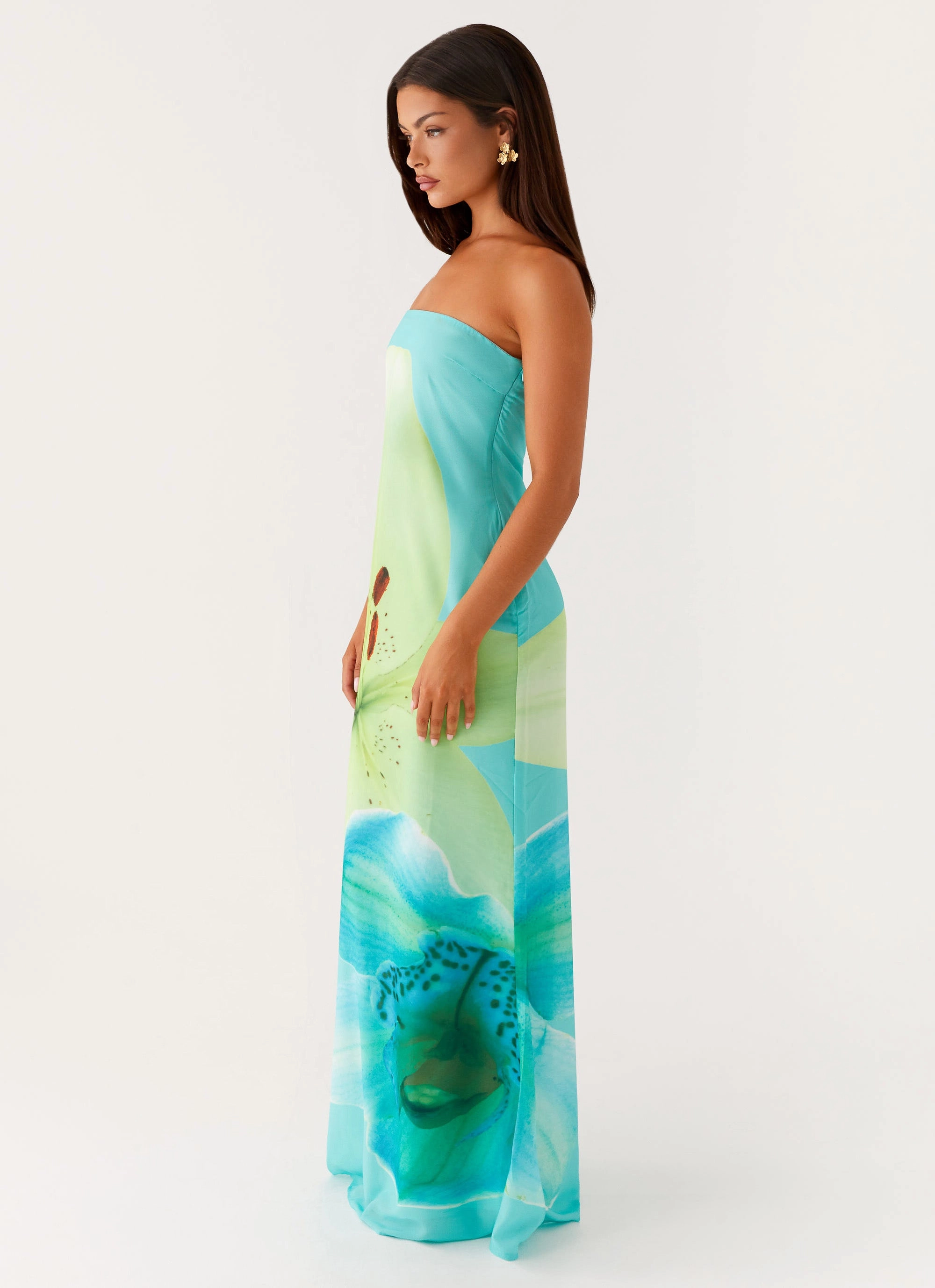 Darcy Maxi Dress - Turquoise Floral Breezy Style Texture Softness