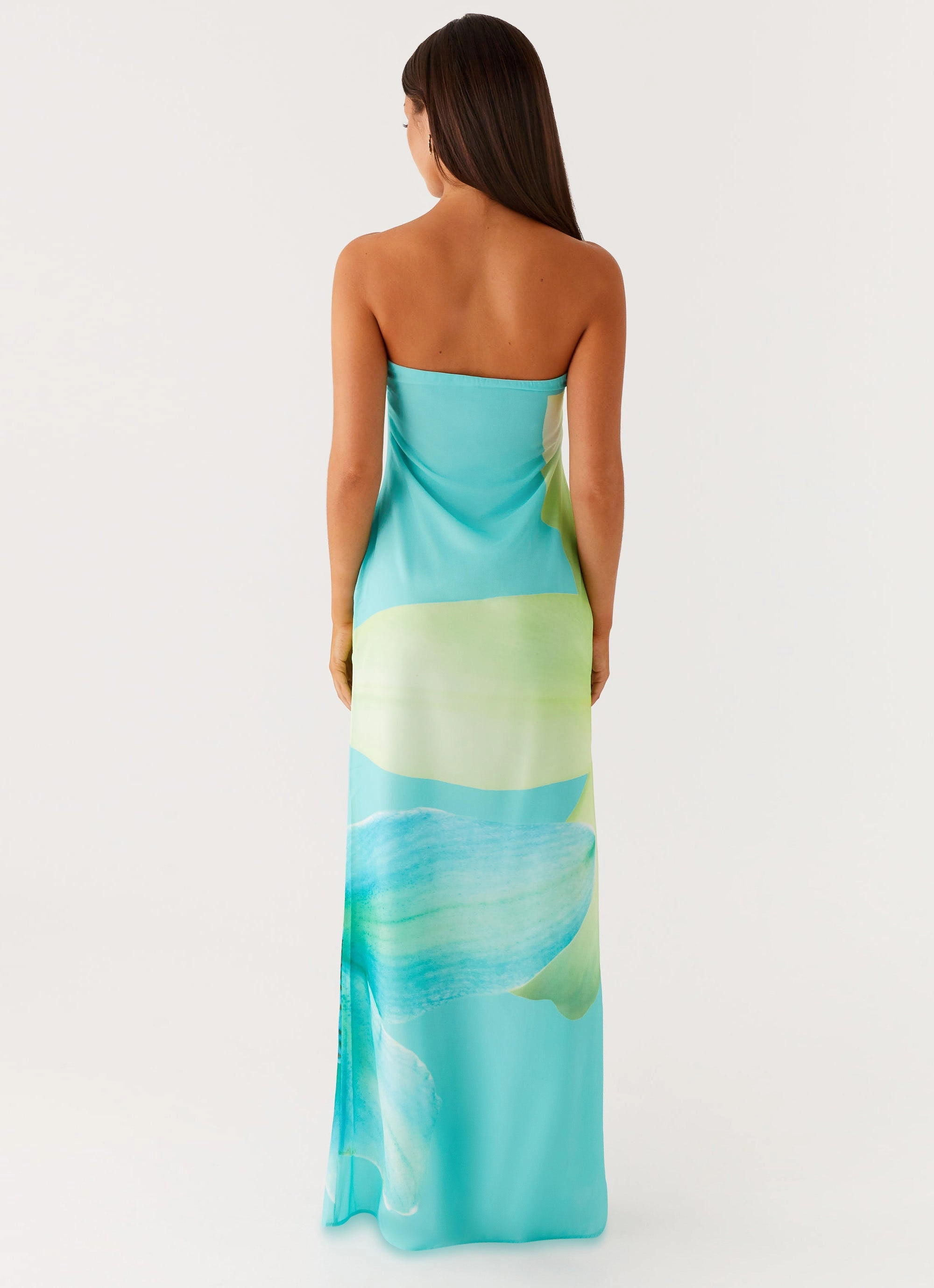 Darcy Maxi Dress - Turquoise Floral Trendy wrap gown