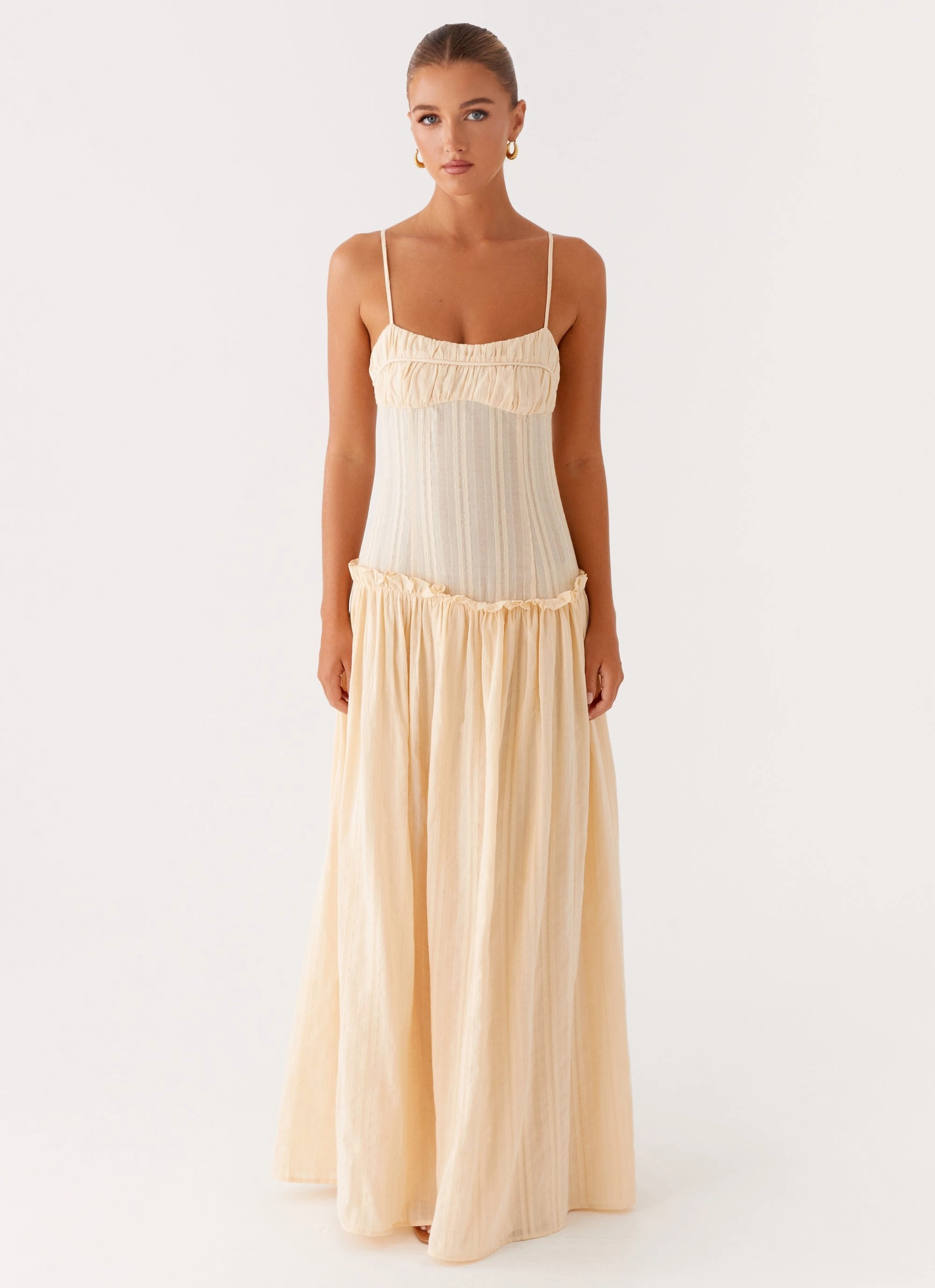 Chic Harmony Dreamy Presence Jacinda Drop Waist Maxi Dress - Cream