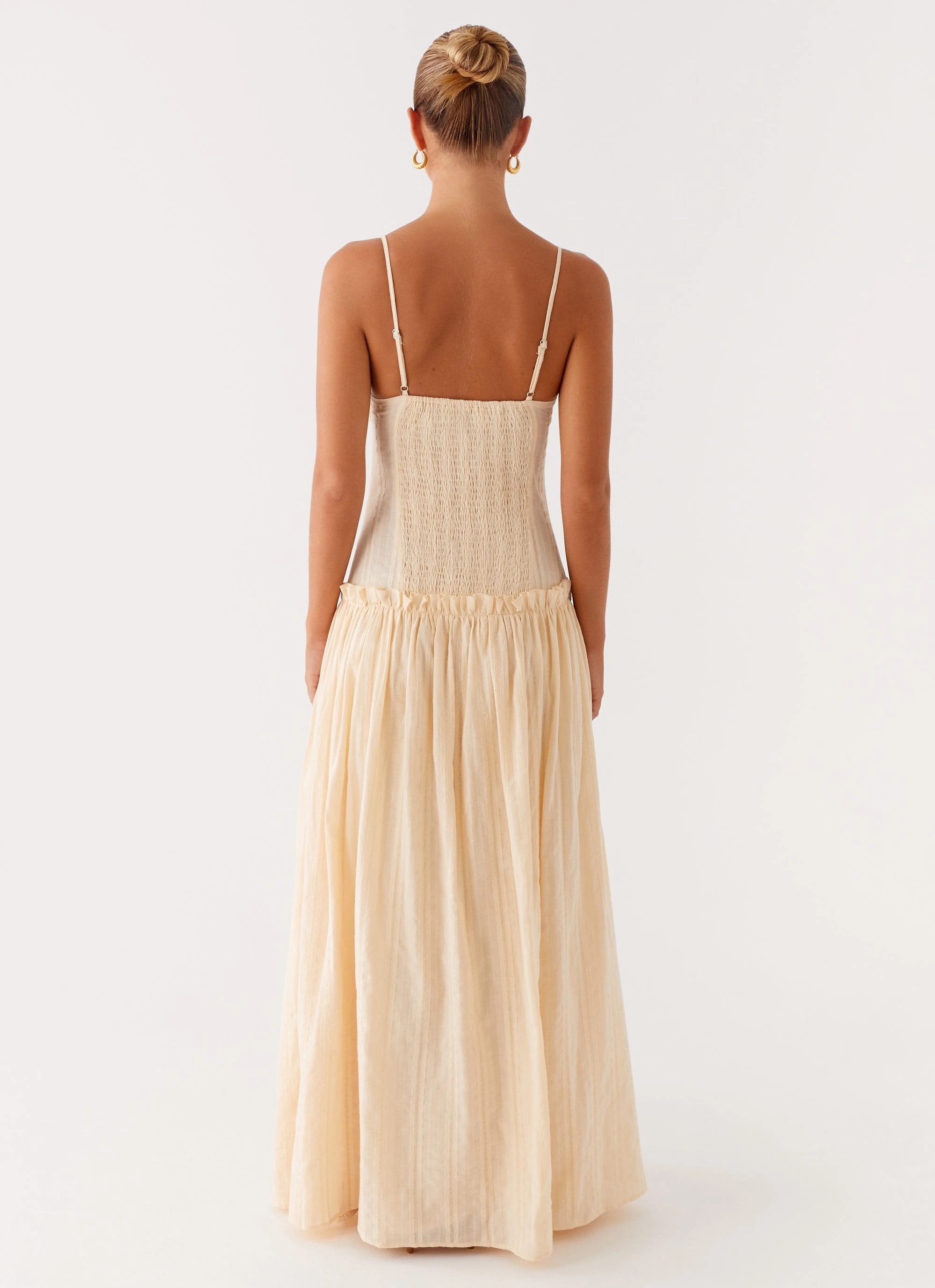 Sophisticated Waist Fit Understated Charm Jacinda Drop Waist Maxi Dress - Cream