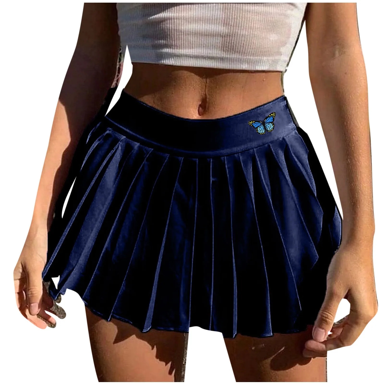 Europe Women Printed Skirt High Waist Sexy Casual Pleated A-Line Skirt