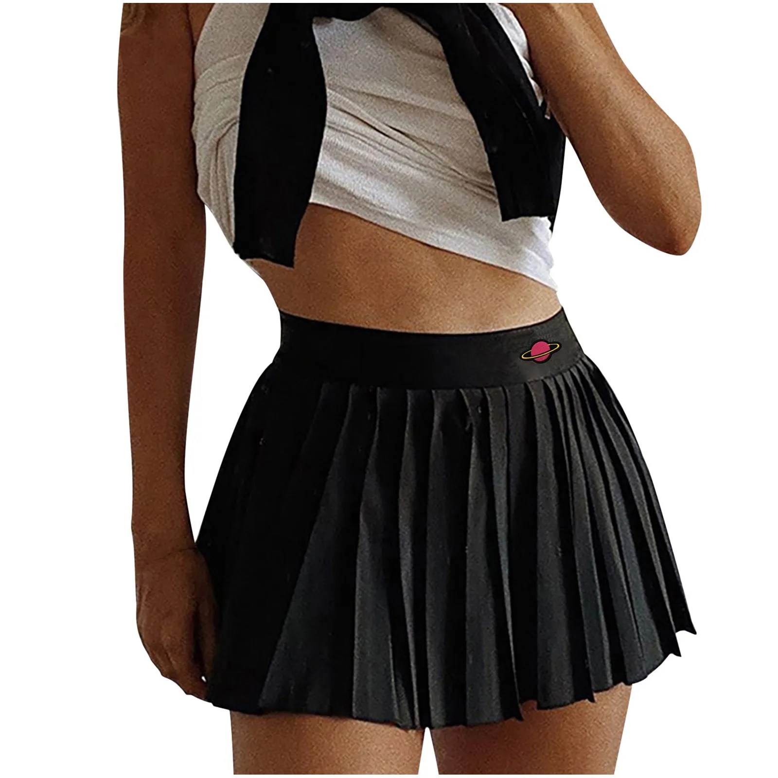 Europe Women Printed Skirt High Waist Sexy Casual Pleated A-Line Skirt