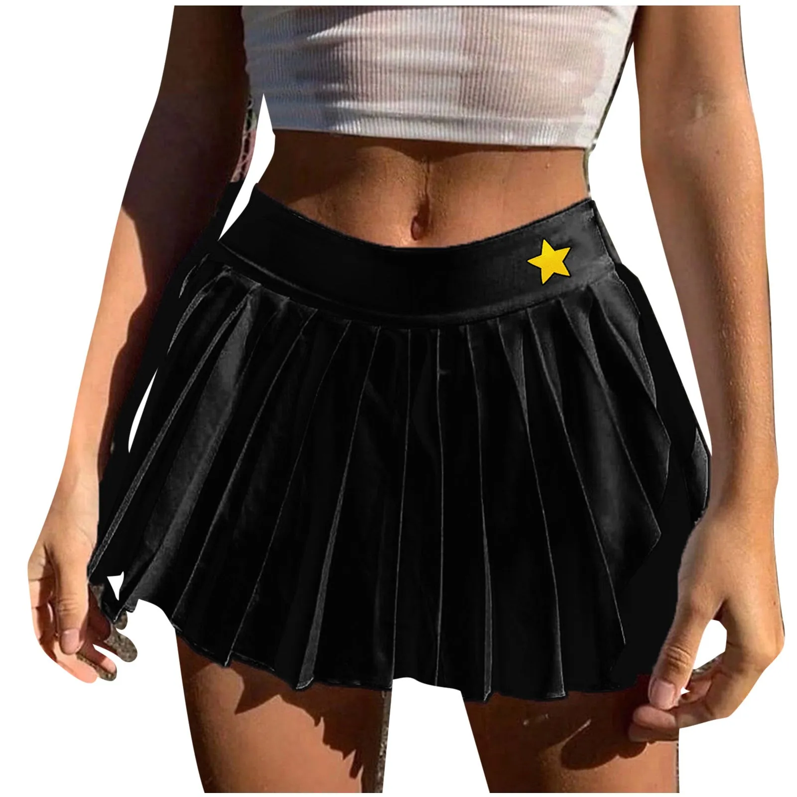 Europe Women Printed Skirt High Waist Sexy Casual Pleated A-Line Skirt