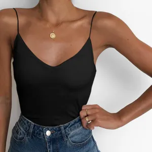 Europe Women Summer Solid Colored Strap Slim Look Tank Top Camisole Outdoor Tank Top