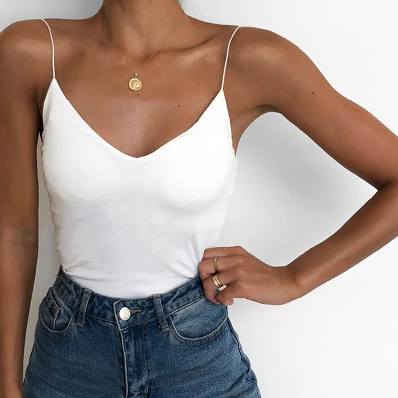 Europe Women Summer Solid Colored Strap Slim Look Tank Top Camisole Outdoor Tank Top
