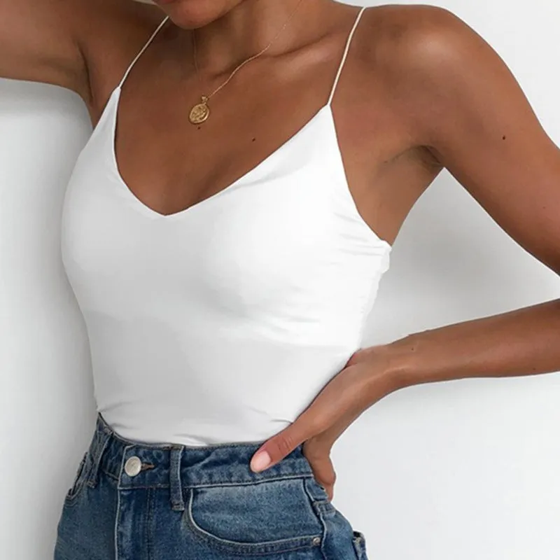 Europe Women Summer Solid Colored Strap Slim Look Tank Top Camisole Outdoor Tank Top