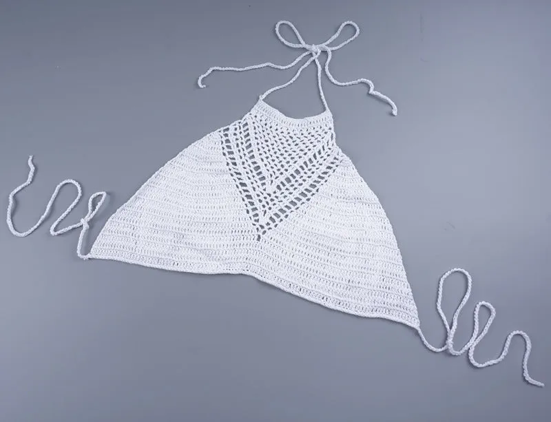 Europe Women Swimsuit Bikini See Through Tank Top Halter Bare Back Bralette Swimwear