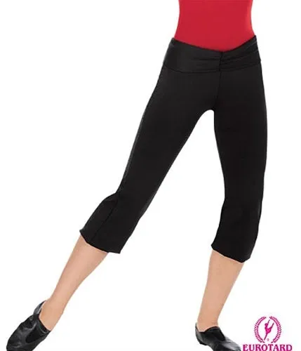 Eurotard Plus Size Ruched Front Fold Over Waist Capri Pants