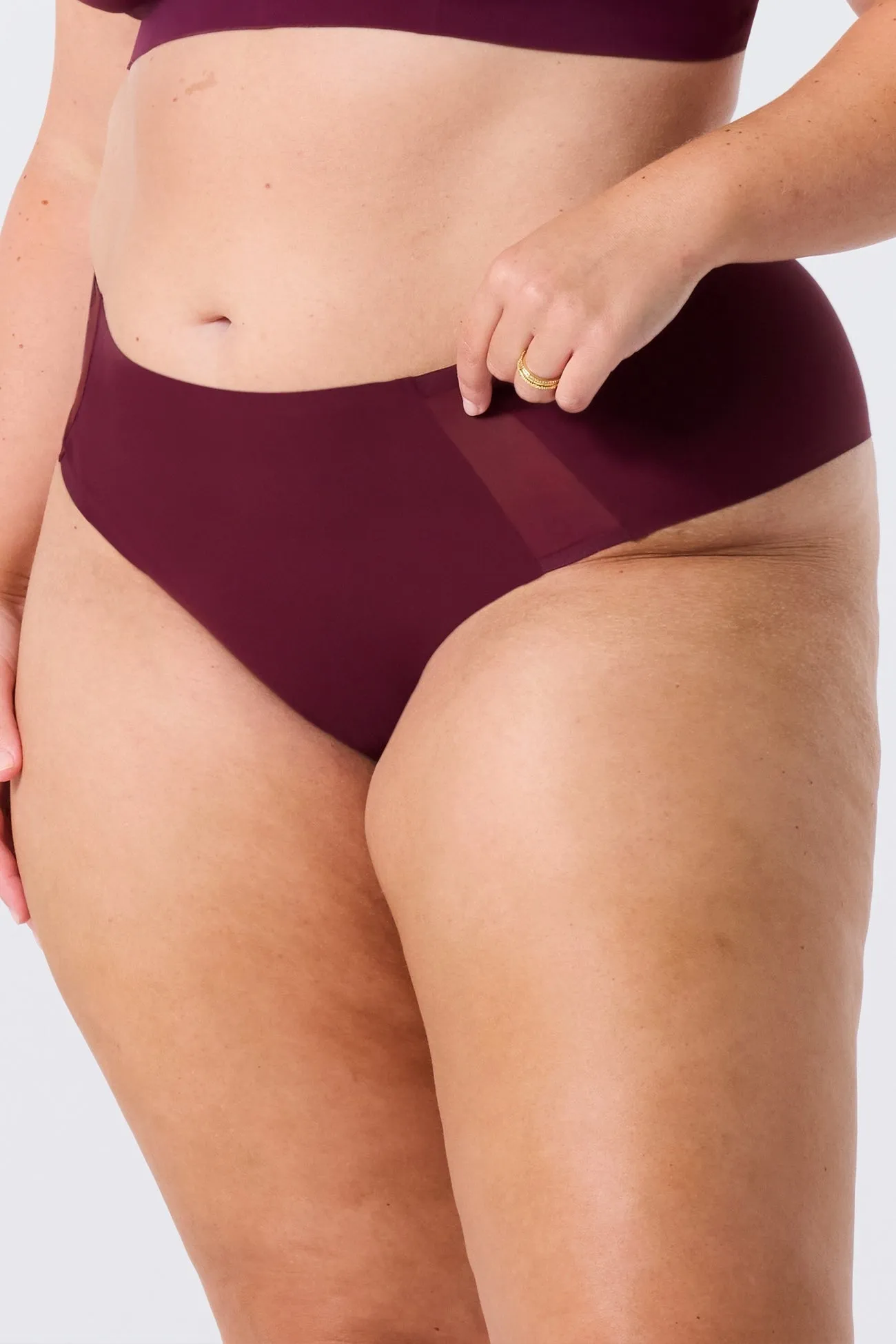 Evelyn & Bobbie Hi-Waist Thong Mesh - Berry (Limited Edition)