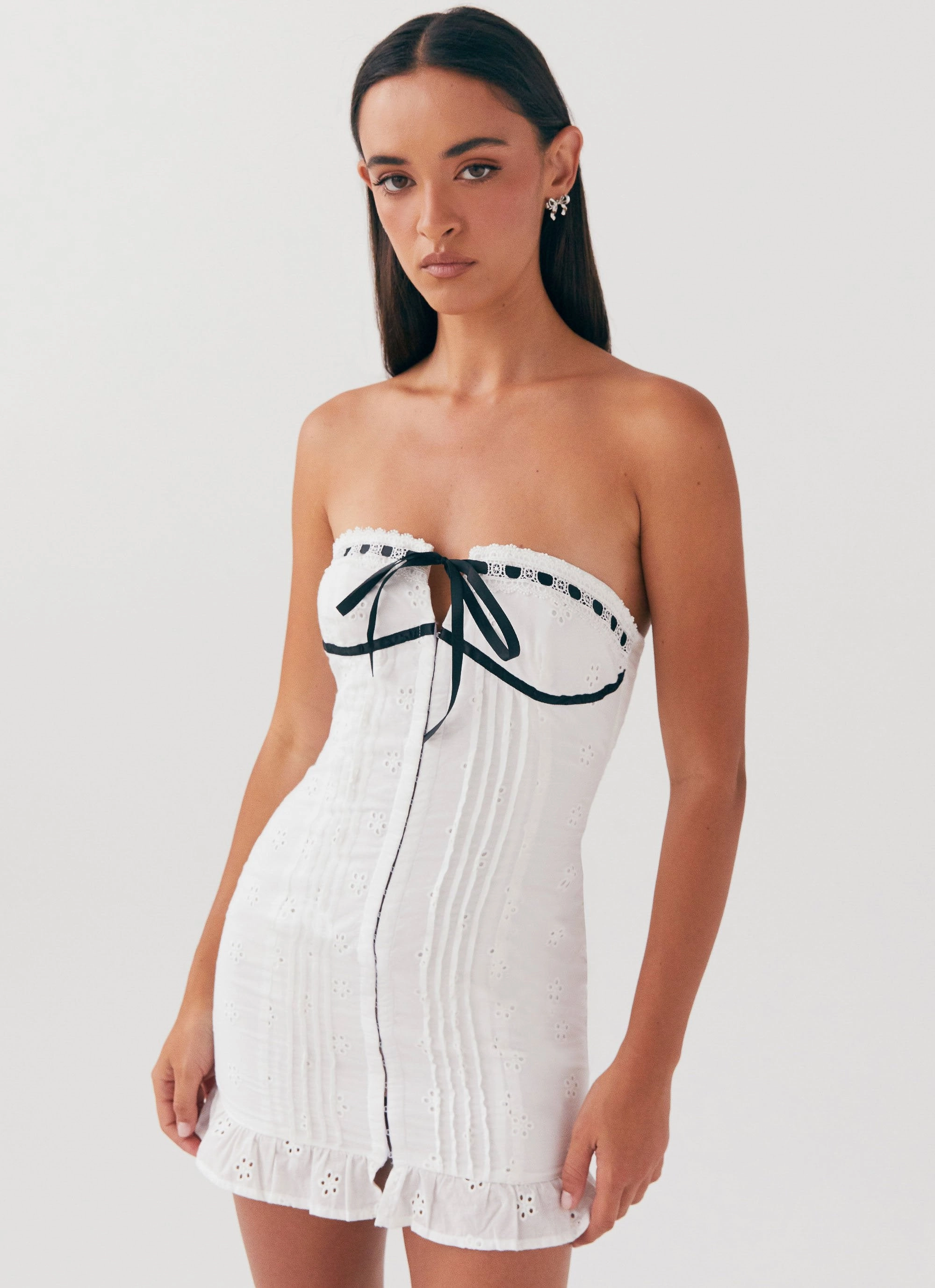 Katana Mini Dress - White Soft Draping Balanced feel