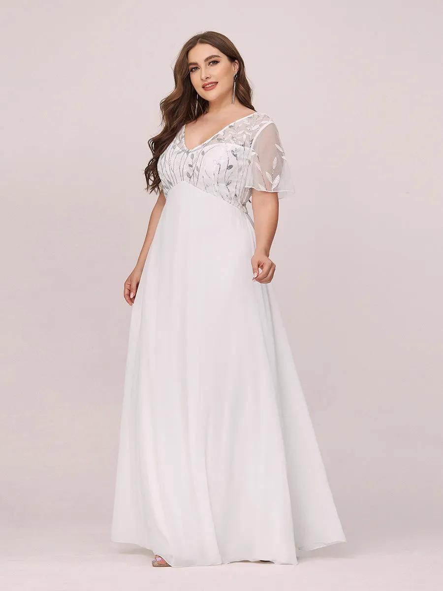 Ever-Pretty Floral Lace Sequin Print Evening Dresses  with Cap Sleeve EZ07706