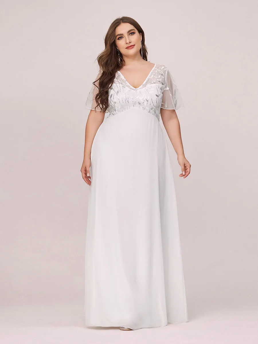 Ever-Pretty Floral Lace Sequin Print Evening Dresses  with Cap Sleeve EZ07706