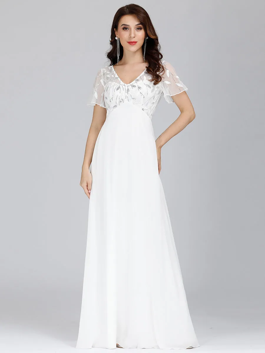 Ever-Pretty Floral Lace Sequin Print Evening Dresses  with Cap Sleeve EZ07706