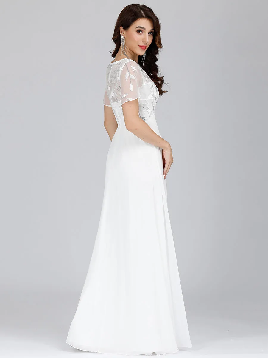 Ever-Pretty Floral Lace Sequin Print Evening Dresses  with Cap Sleeve EZ07706
