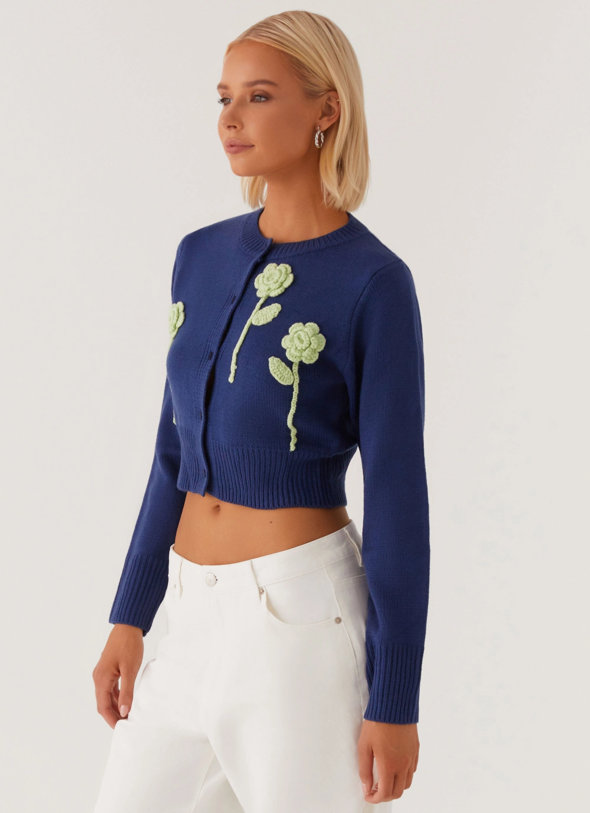 Roll Up Storage Design Light Reflective Logos Everest Knit Cardigan - Navy